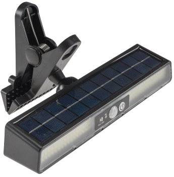 LED Solar Klemmleuchte "SKL 102" / PIR Bewegungsmelder, 102 LEDs, IP44