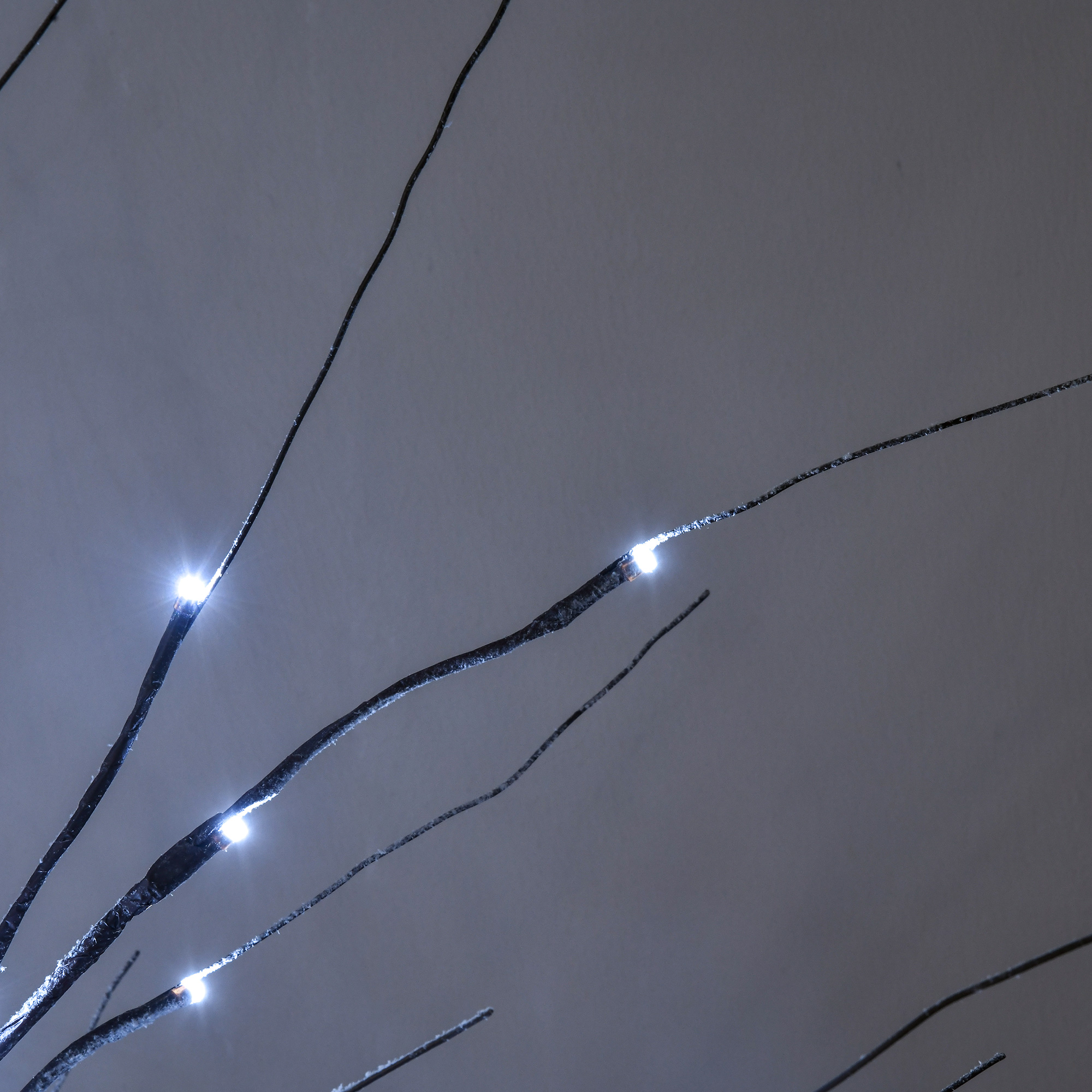 Künstliche Birke mit LED-Beleuchtung, 96 warmweiße Mikro-LEDs, 150 cm, Braun