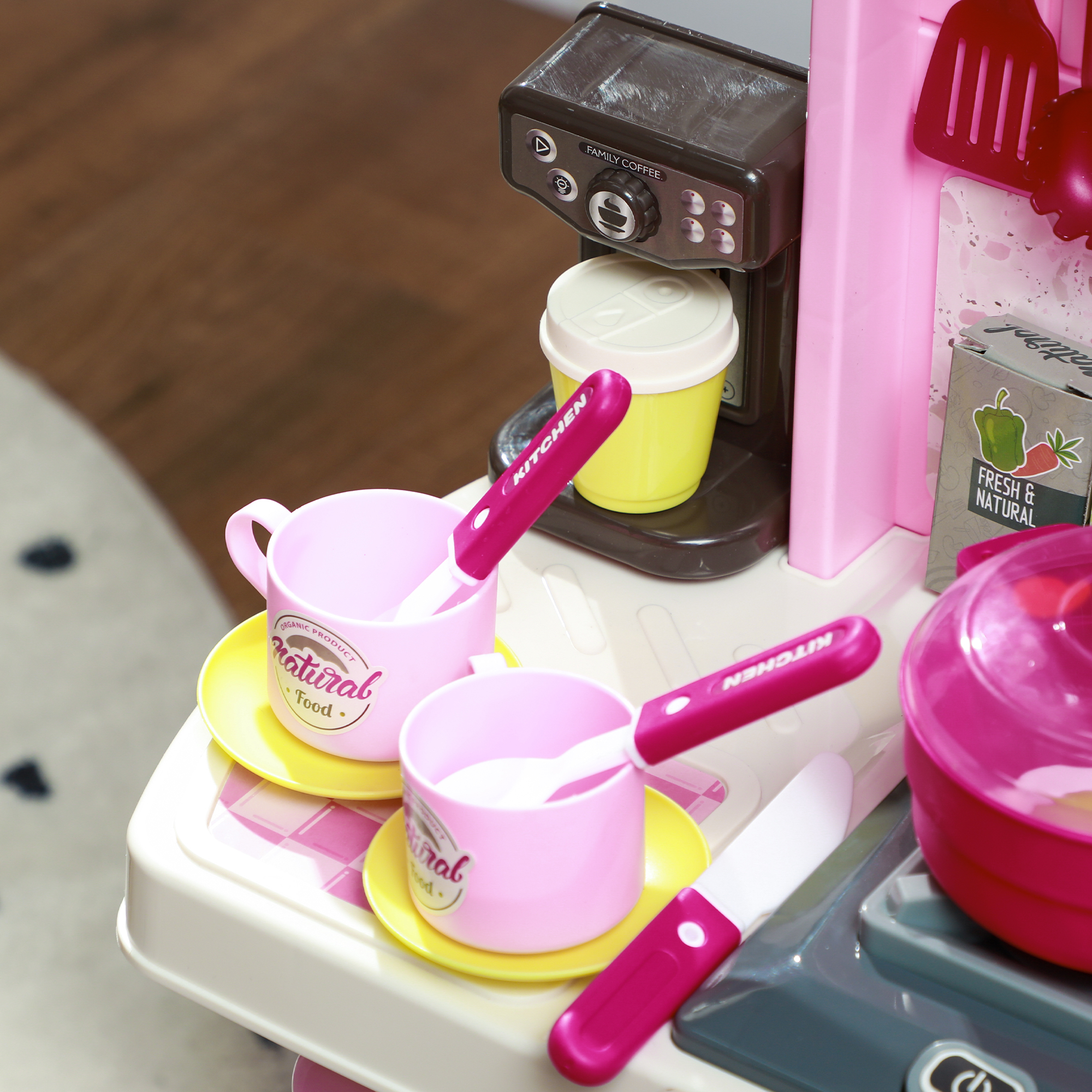 Spielküche, 33-teiliges Set, Licht- & Soundeffekte, für Kinder 3-6 Jahre, Pink