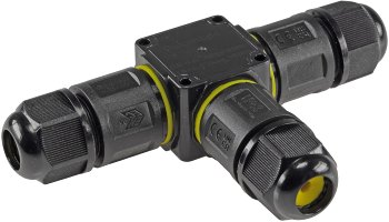 Kabelverbinder T-Form, IP68, 450V/24A, Klemmanschluss, für Kabel Ø 6-11mm Kabelverbinder T-Form, IP68, 450V/24A, Klemmanschluss, für Kabel Ø 6-11mm