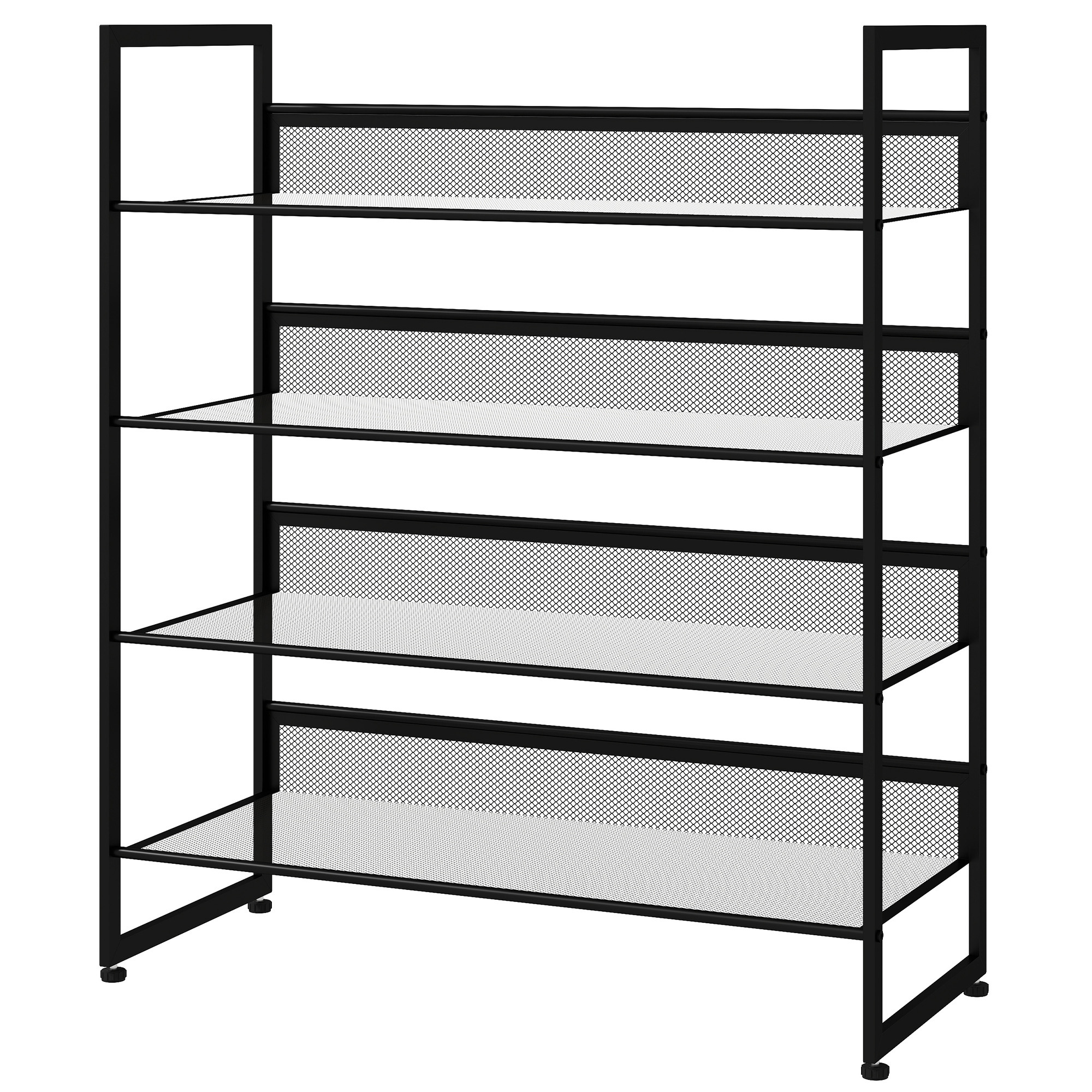 Schuhregal Schuhablage Schuhständer, 4 Regale, 72 cm x 30 cm x 82,7 cm, Schwarz