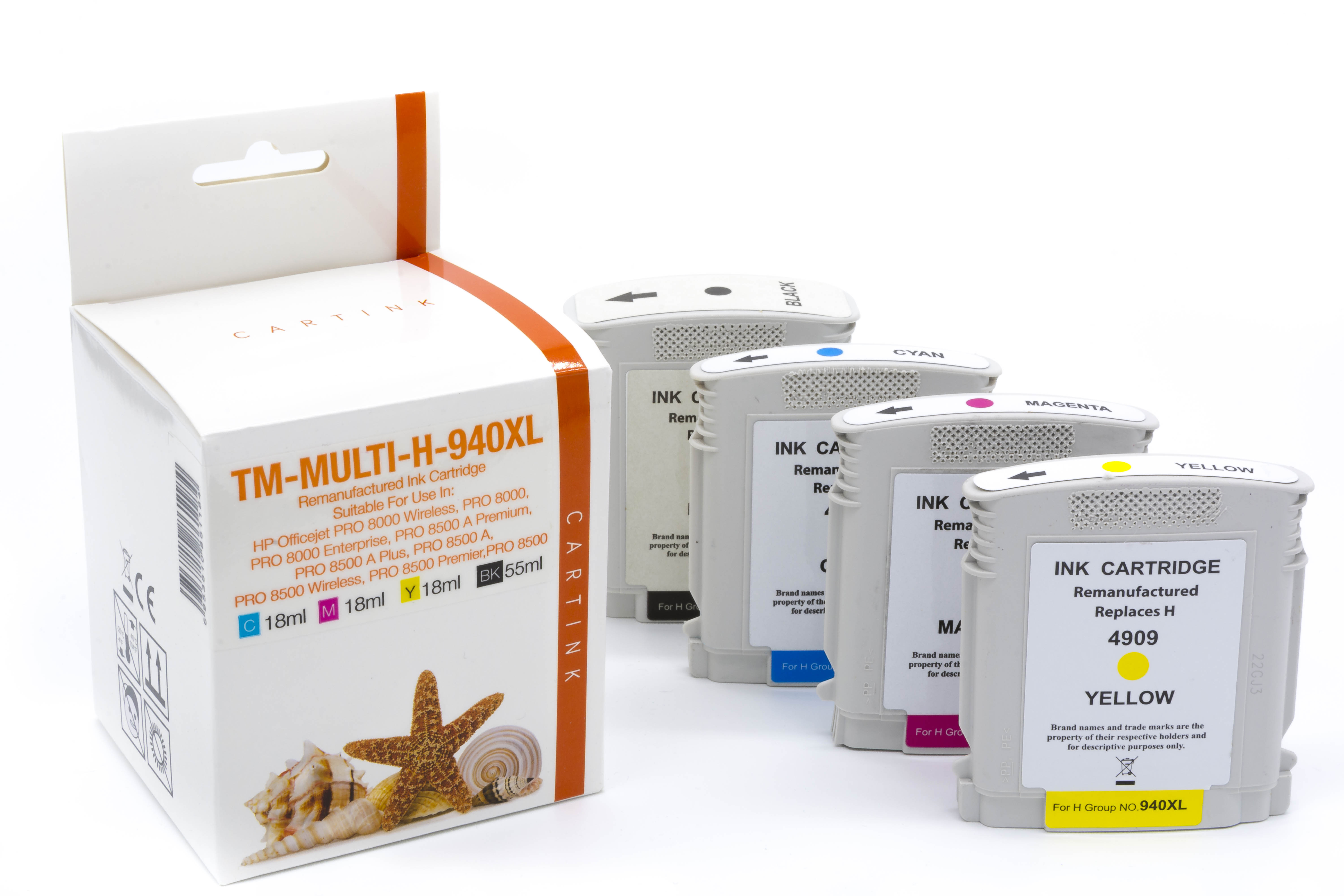 Multipack 940XL alternativ Tinte für HP / BK55ml / C,M,Y18ml