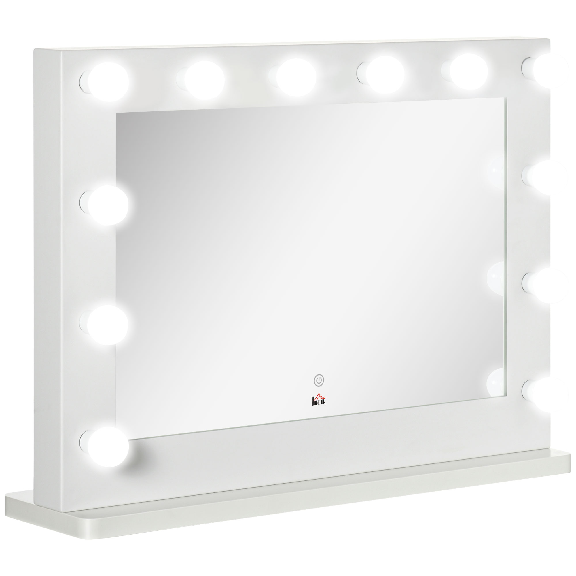 Hollywood Spiegel mit Beleuchtung, Touch-Steuerung, Memory-Funktion, 12 dimmbare LED-Lampen, weiß, 80 x 60 cm