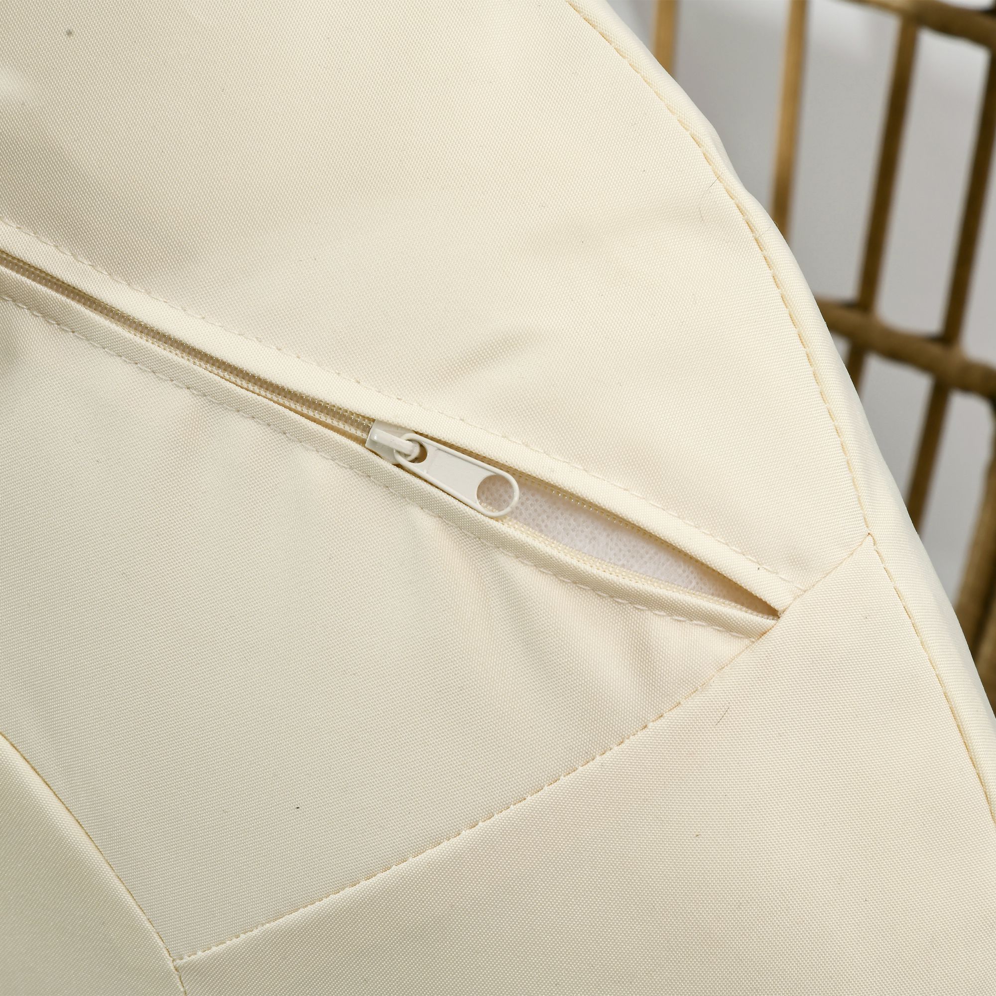 Korbstuhl in Rattanoptik, weiche Sitzkissen, Aluminiumrahmen, khaki+beige, 105 x 90 x 148 cm