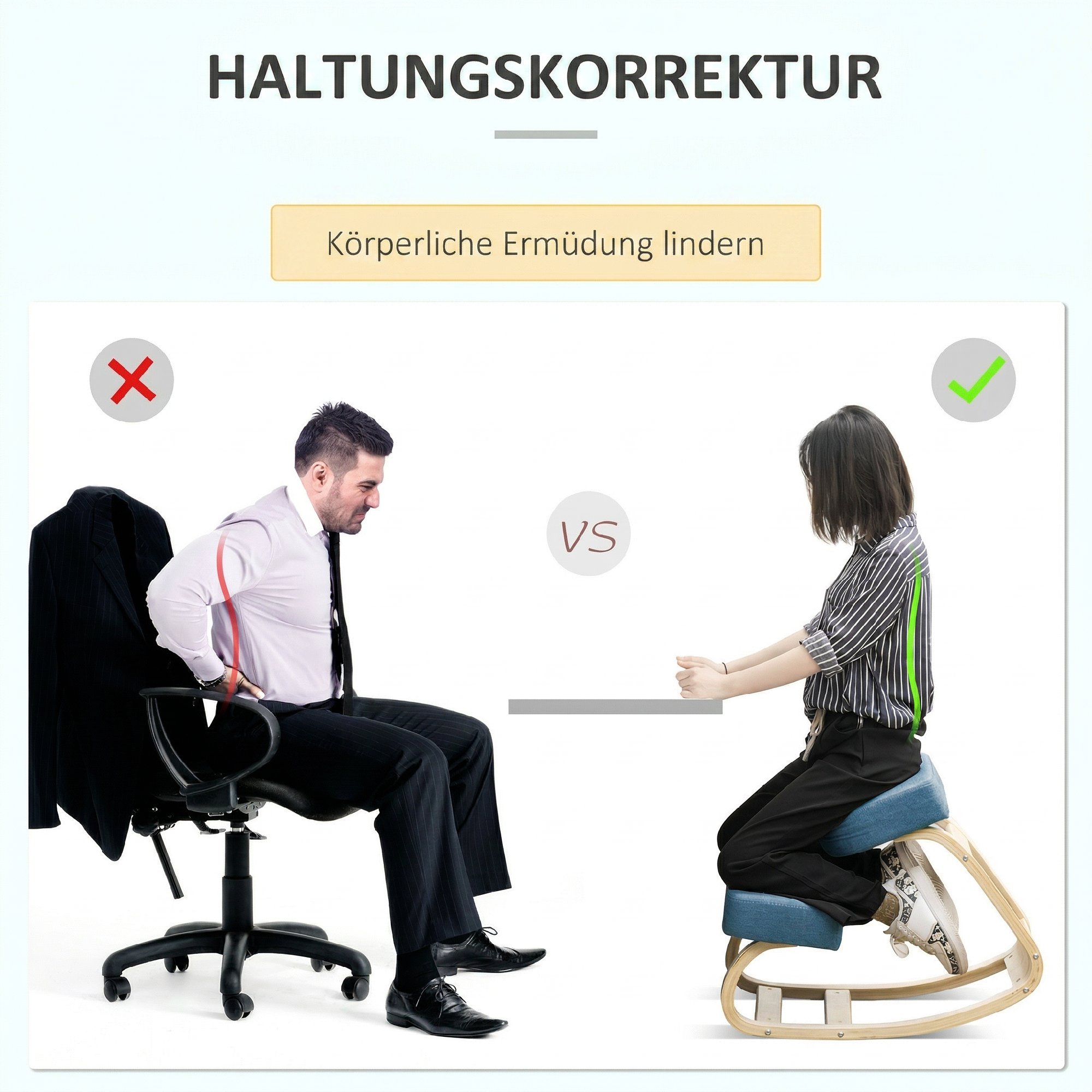 Kniestuhl, ergonomischer Sitzhocker, Polsterhocker für gesunde Sitzhaltung, Birkenholz, 120 kg belastbar, Blau