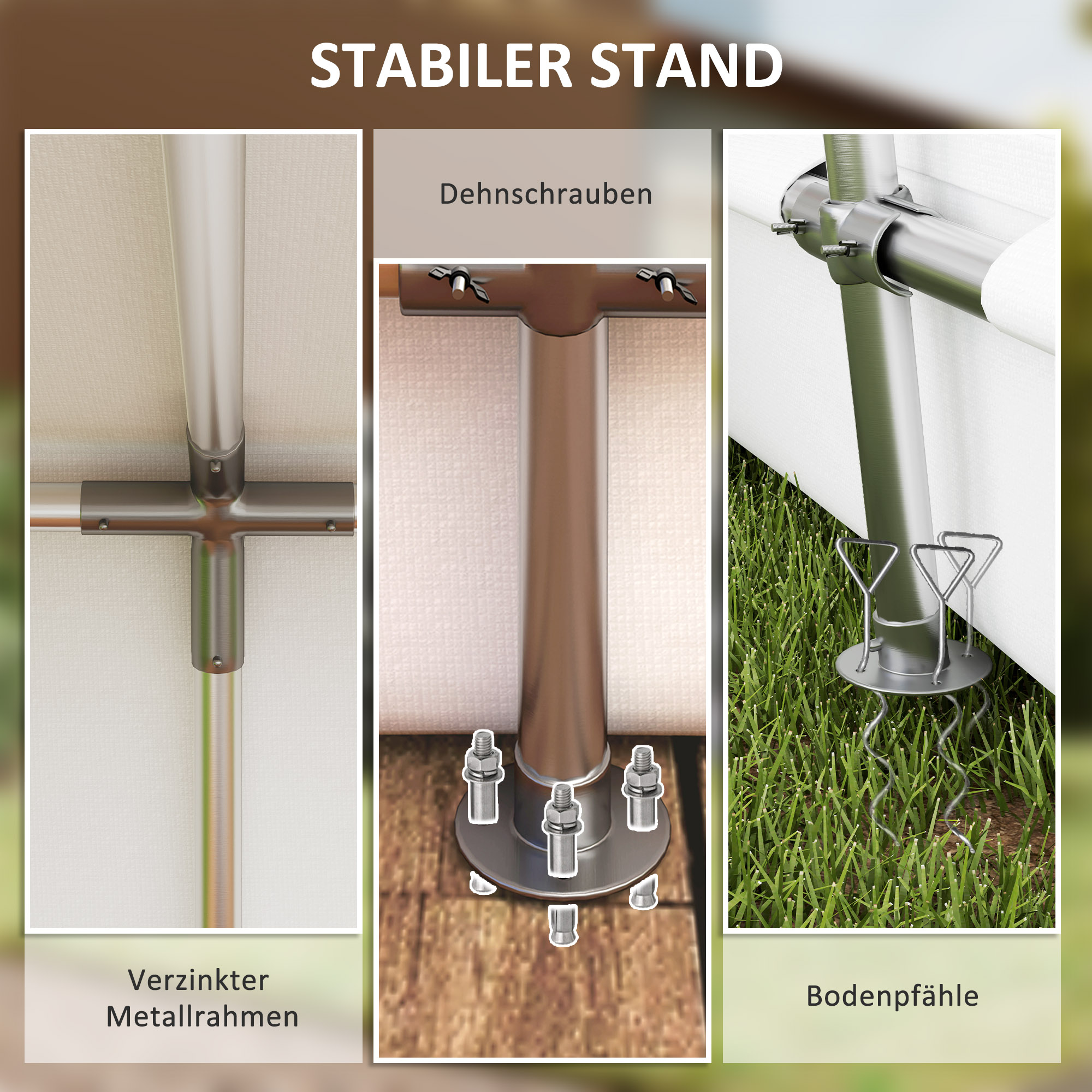 Gerätehaus mit Satteldach wasserdicht Gerätezelt mit Türen, Fenster 300x447x255 cm, Hellgrau