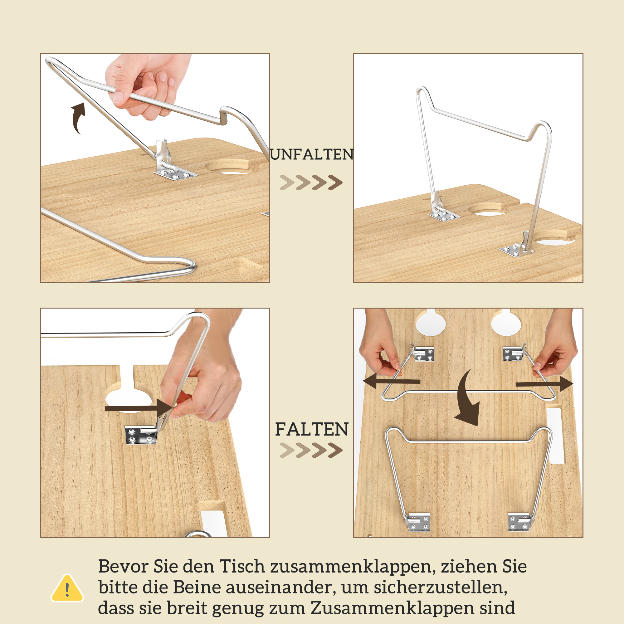 Picknickkorb aus Weidenholz Picknickkoffer für 4 Personen mit Picknickdecke Besteck Set, Flascheöffner Hellbraun