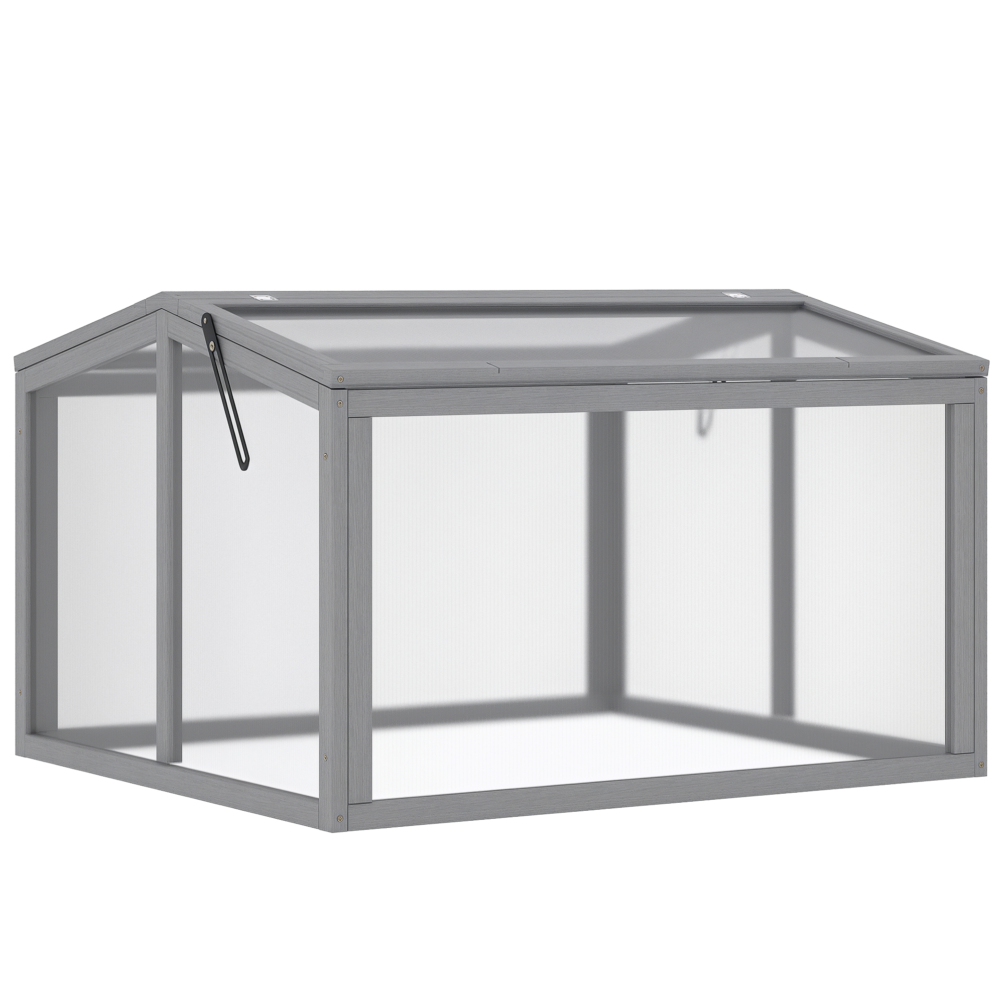 Frühbeet Treibhaus Gewächshaus Frühbeetkasten Pflanzenbeet mit Abdeckung aus Holz und Polycarbonat wetterfest Hellgrau 90 x 80 x 58 cm