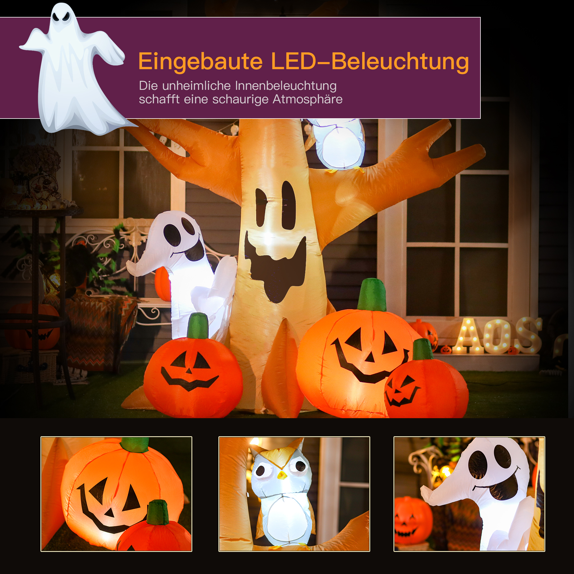 Halloween Aufblasbares Spukgespenst Luftfigur Aufleuchtend Deko 120/ 240 cm (Aufblasbarer Spukbaum) Halloween Aufblasbares Spukgespenst Luftfigur Aufleuchtend Deko 120/ 240 cm (Aufblasbarer Spukbaum)