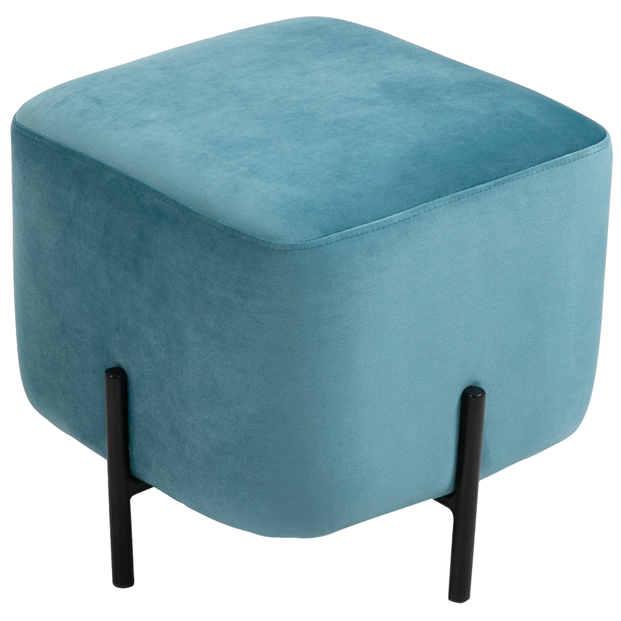 Fußhocker Fußstütze gepolstert Polyester Stahl Schaumstoff Türkis 44,5 x 44,5 x 41,5 cm