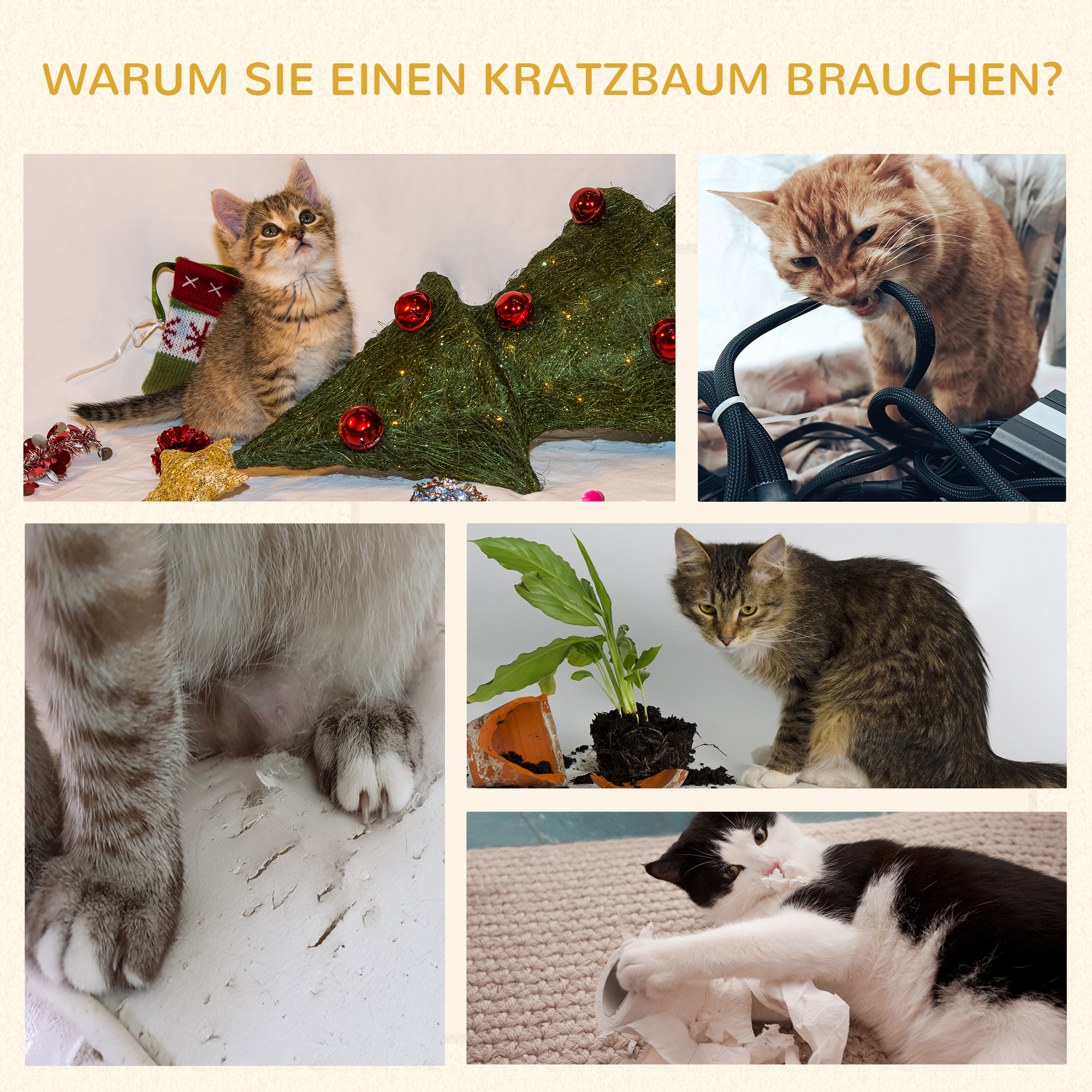 Kratztonne, Höhe 70 cm, Katzenkratzbaum für katzen 3 Ebenen Katzenbaum Kletterbaum Katzenmöbel mit Sisal Plüsch