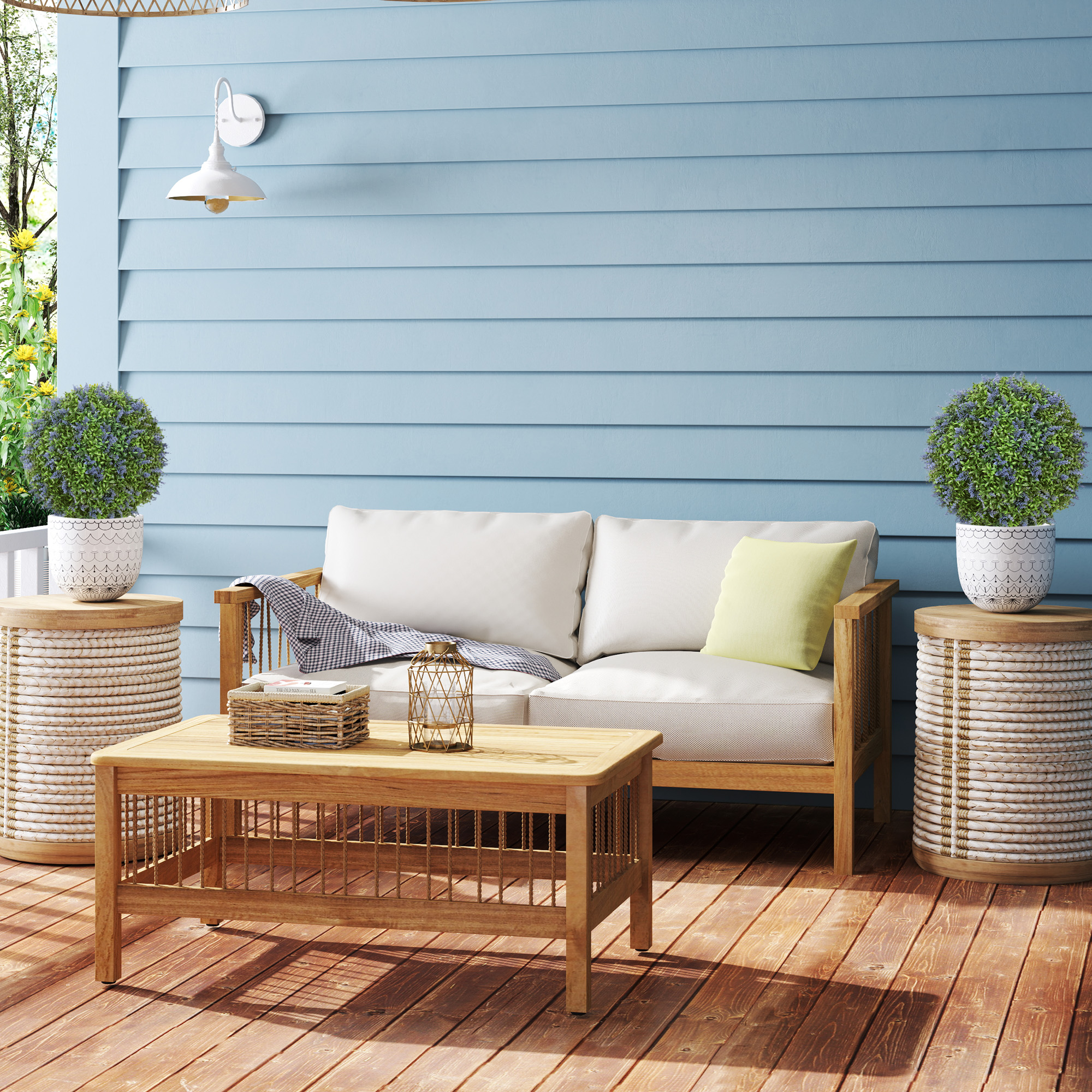 2-teiliges Kunstbaum-Set, Künstliche Lavendelbäume, Erdspieße, UV-beständig