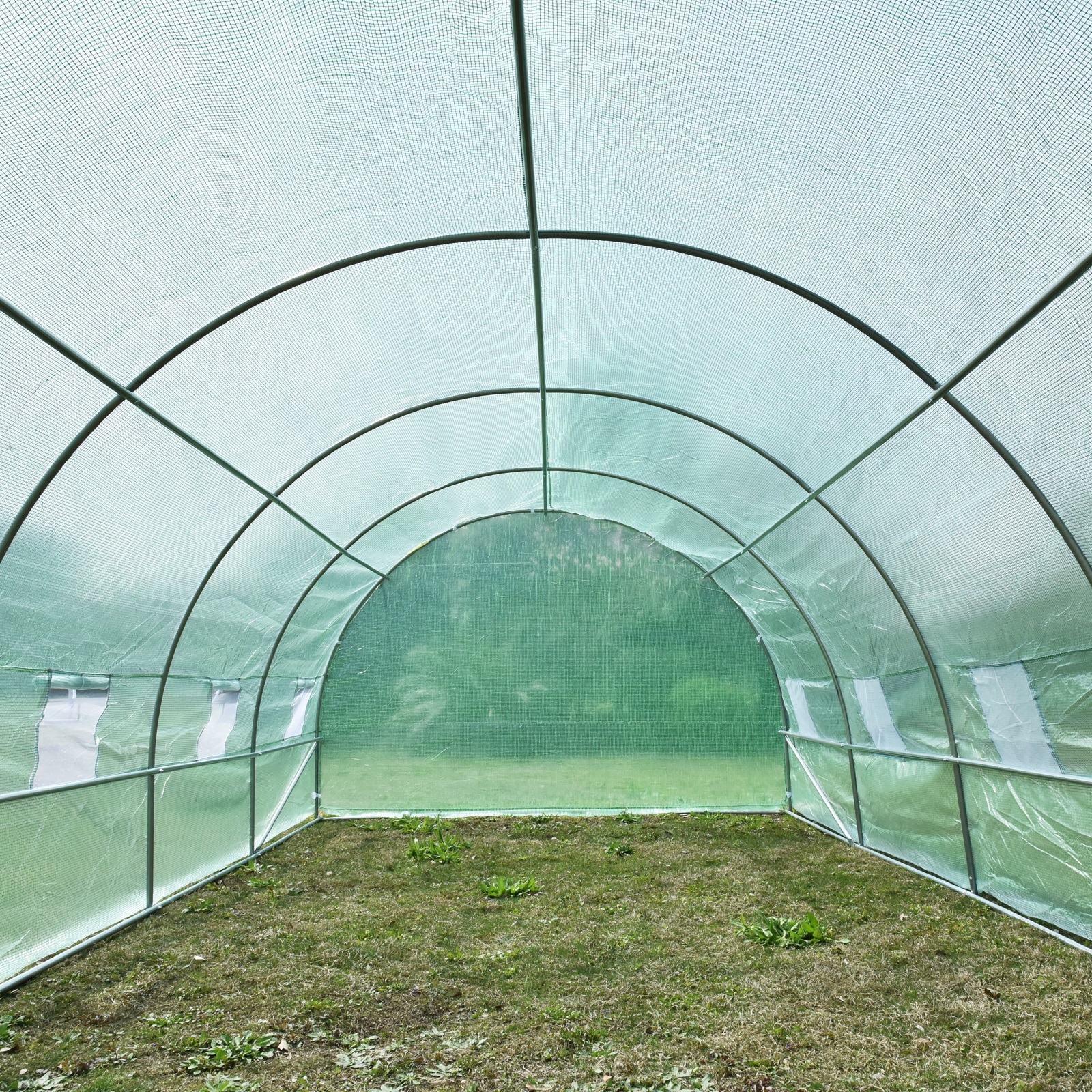 Foliengewächshaus Tomatengewächshaus Treibhaus Folientunnel Frühbeet mit Fenster Grün 595 x 300 x 200 cm