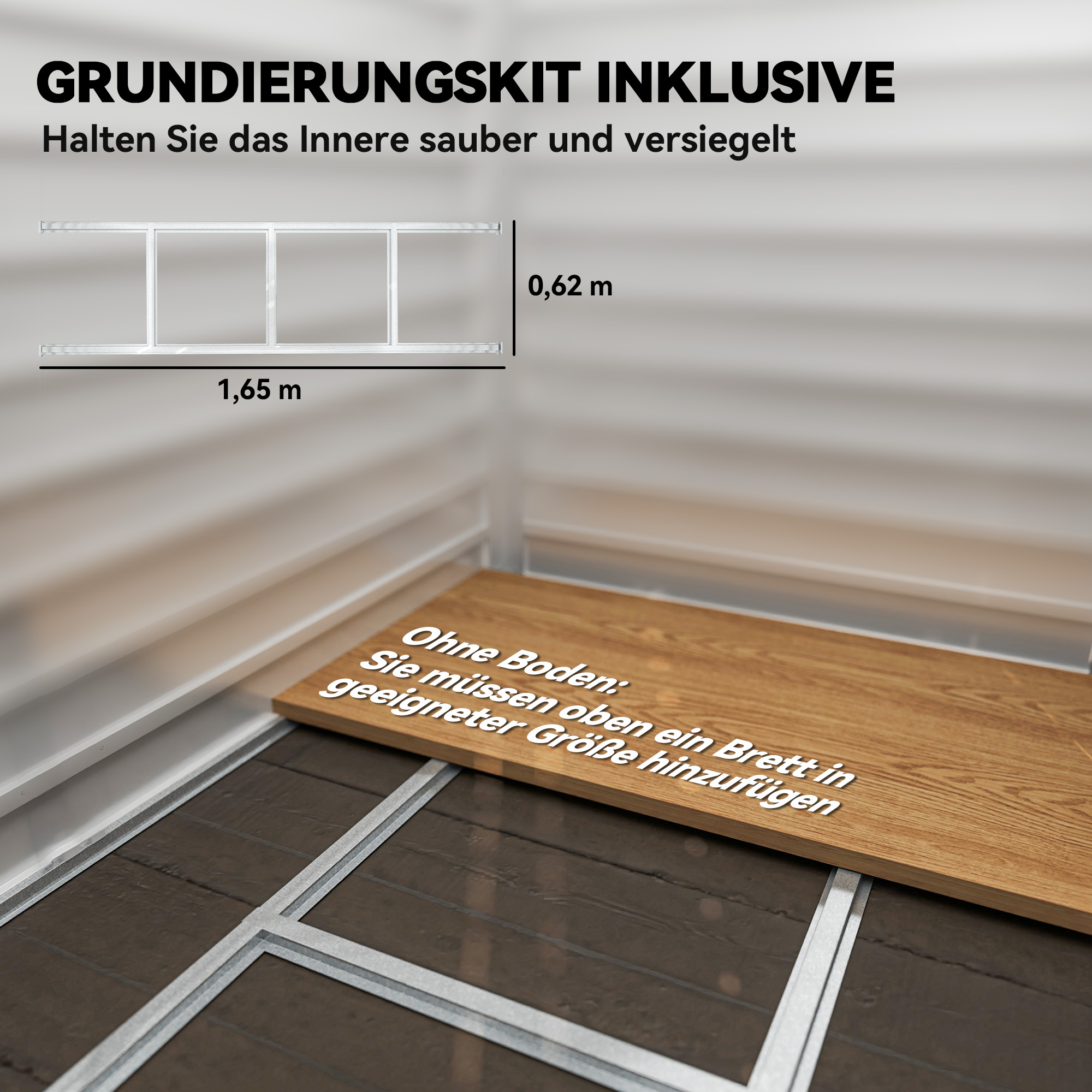 Gartenschuppen aus Metall, verzinkter Stahl, verschließbare Tür, leichte Montage, 142 x 184 x 165/181 cm, Grau