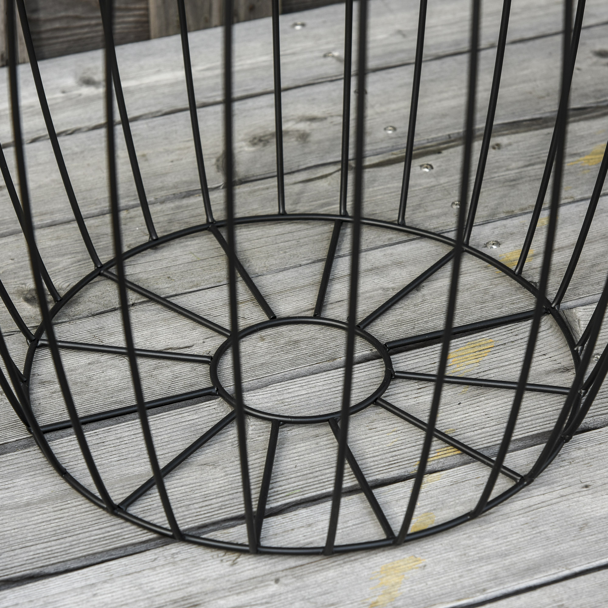 3er-Set Couchtische Beistelltische Gartentisch Retro Metallkorb Drahtkorb Garten Satztisch Gartenmöbel Outdoor Balkon Metall Natur+Schwarz 3 Größen