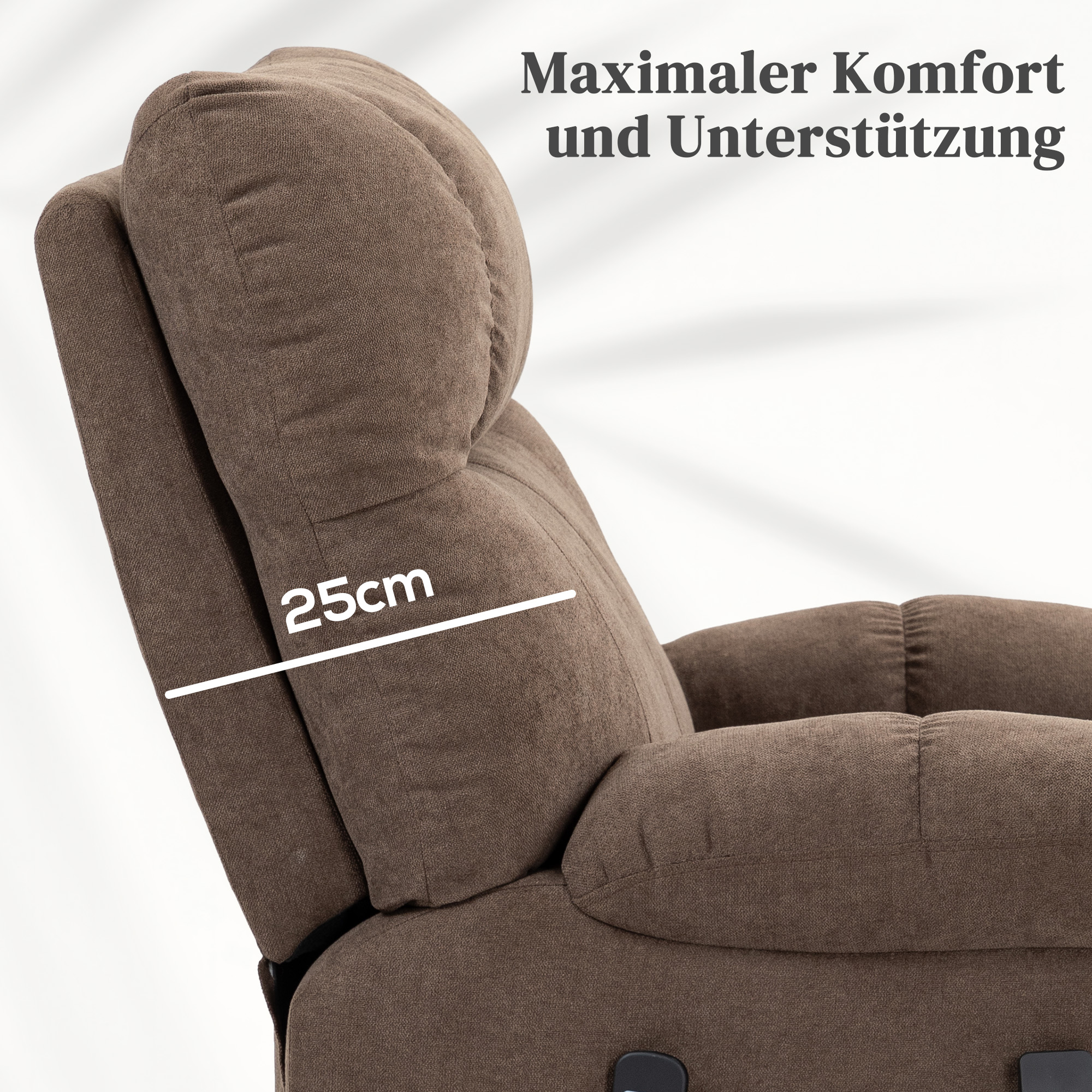 Relaxsessel mit Aufstehhilfe, elektrisch, 90x75x100cm, Braun