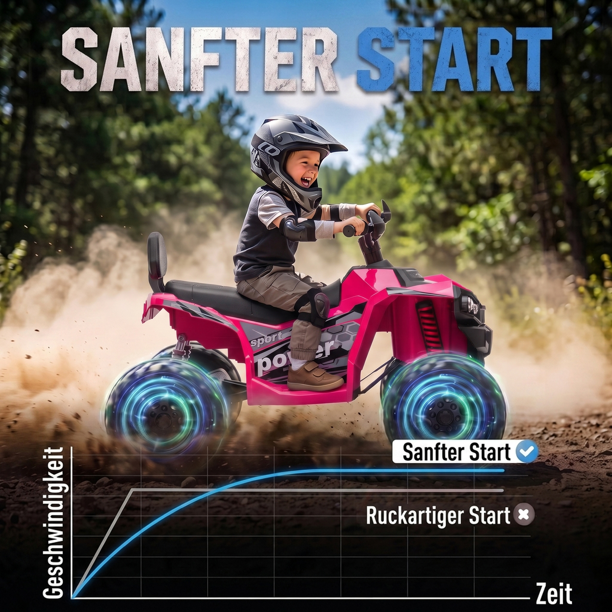 Kinder Quad Elektro 24V 2-Sitzer Elektro ATV 4–6 km/h Kinderquad mit Lithium-Akku 2 120W Motoren 4-Rad-Federung