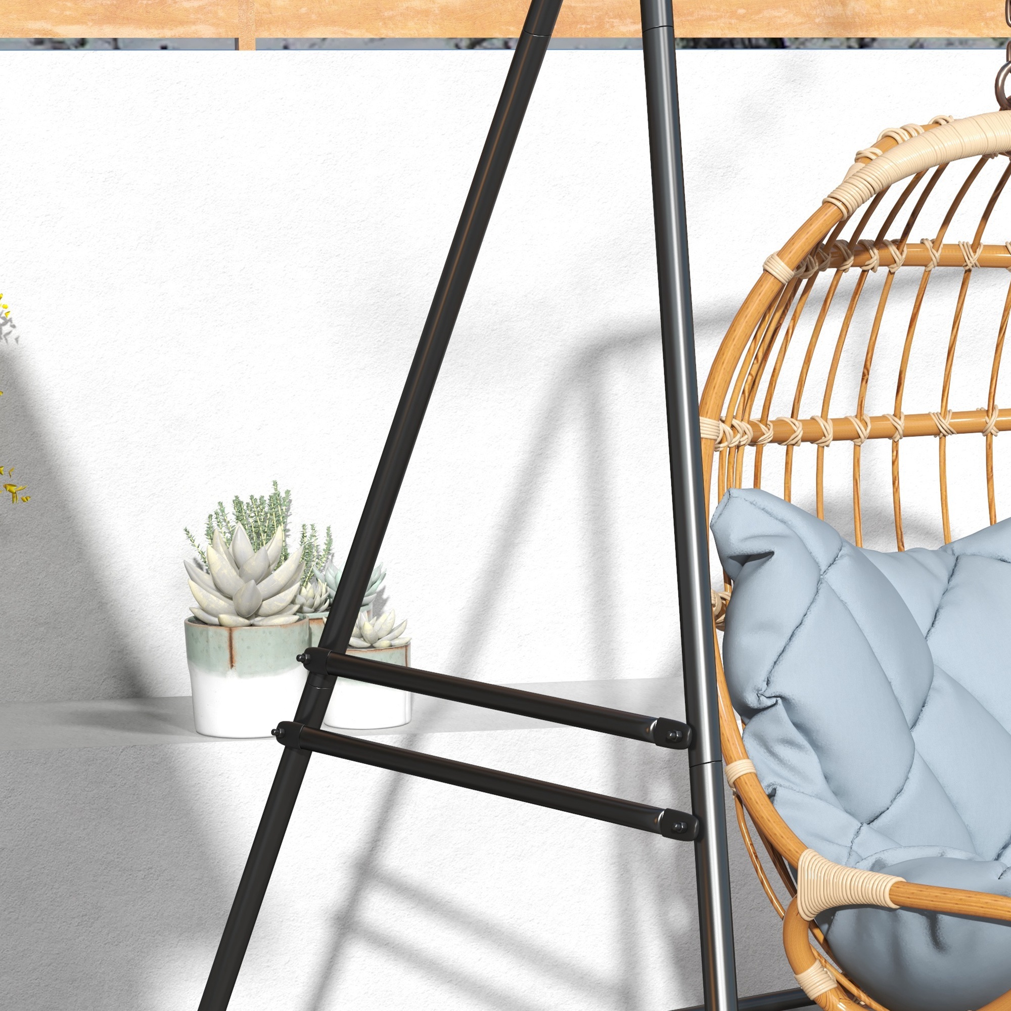 Hängestuhlgestell, robust & wetterfest, Indoor & Outdoor, bis 150 kg, Stahl, 178 x 143 x 180 cm, Schwarz