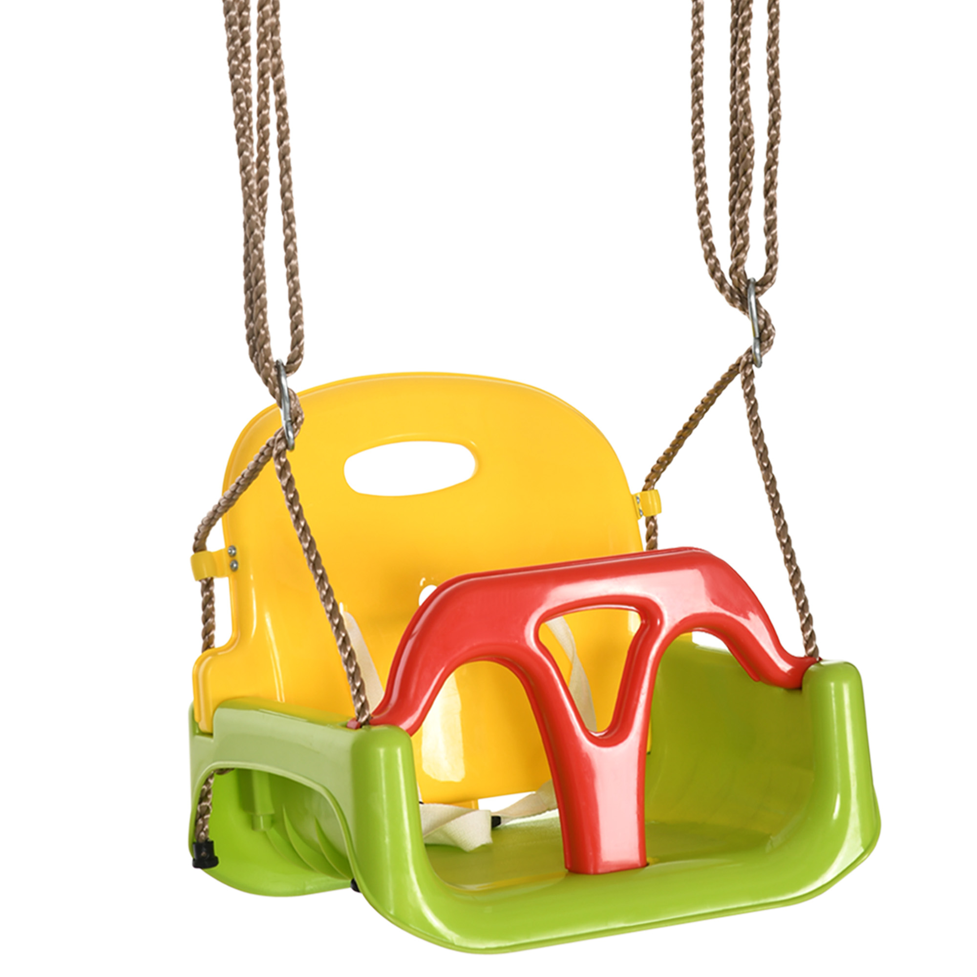 Babyschaukel 3 in 1 verstellbar Kinderschaukel mit Rückenlehne, Anschnallgurt, für Kinder von 9-36 Monaten, Grün