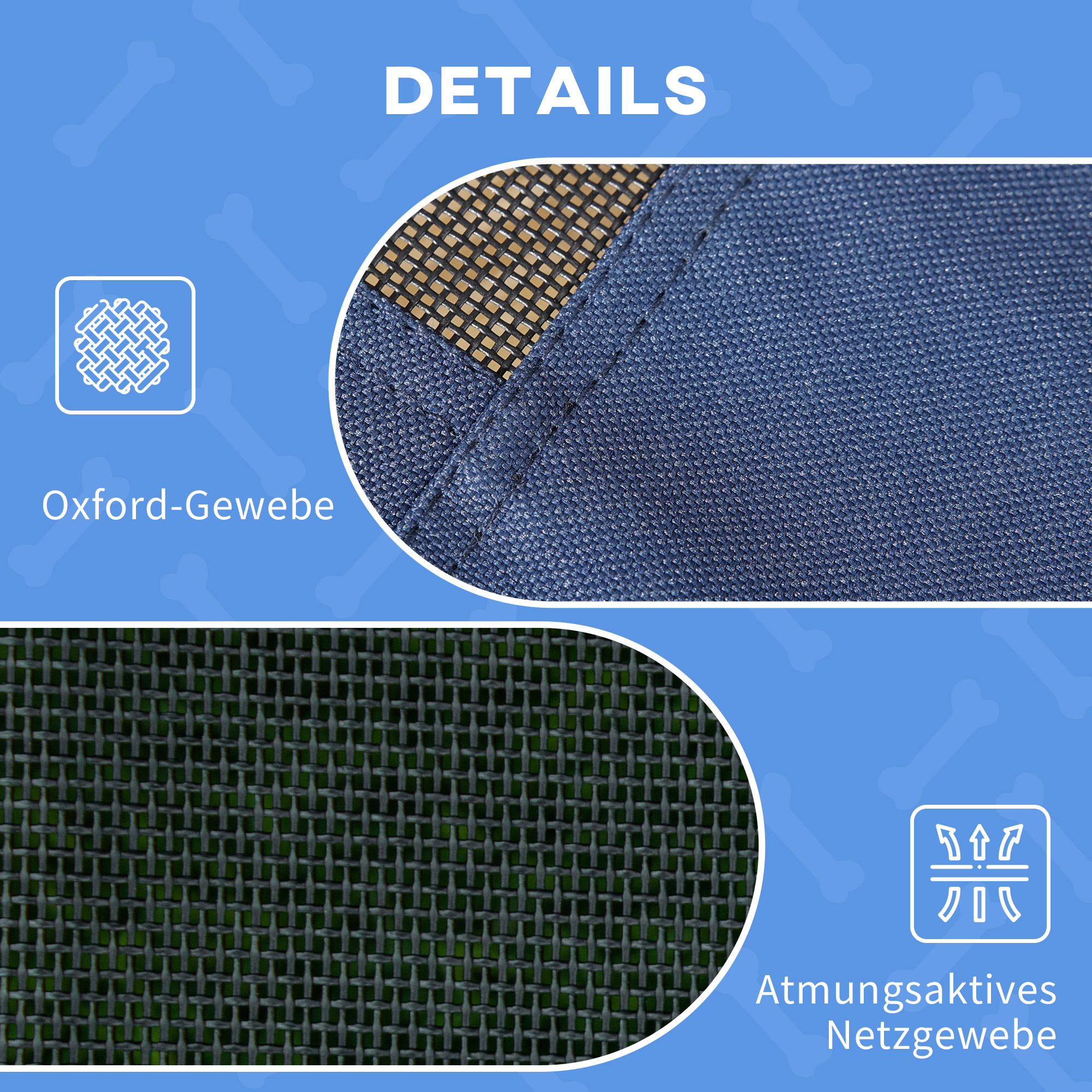 Haustierbett mit Baldachin, Hundebett, klappbar, wetterbeständig, Blau