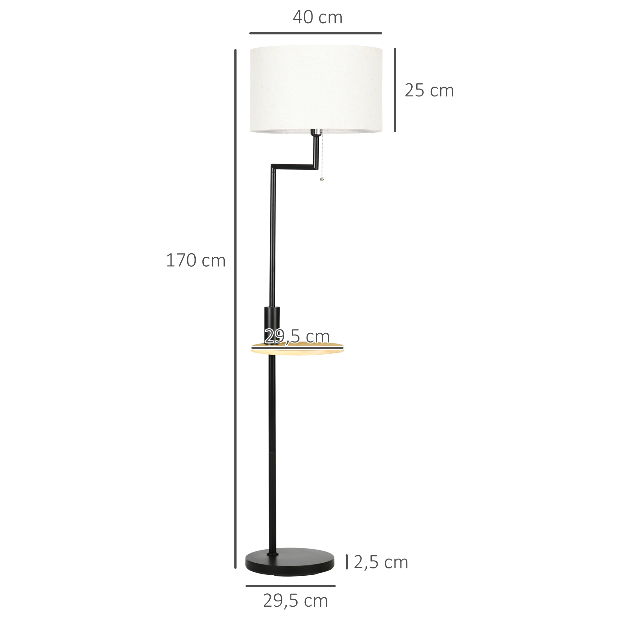 Stehleuchte inkl. Regal, Standleuchte, Kettenzug, E 27, 40 W, Bambus, Natur + Schwarz