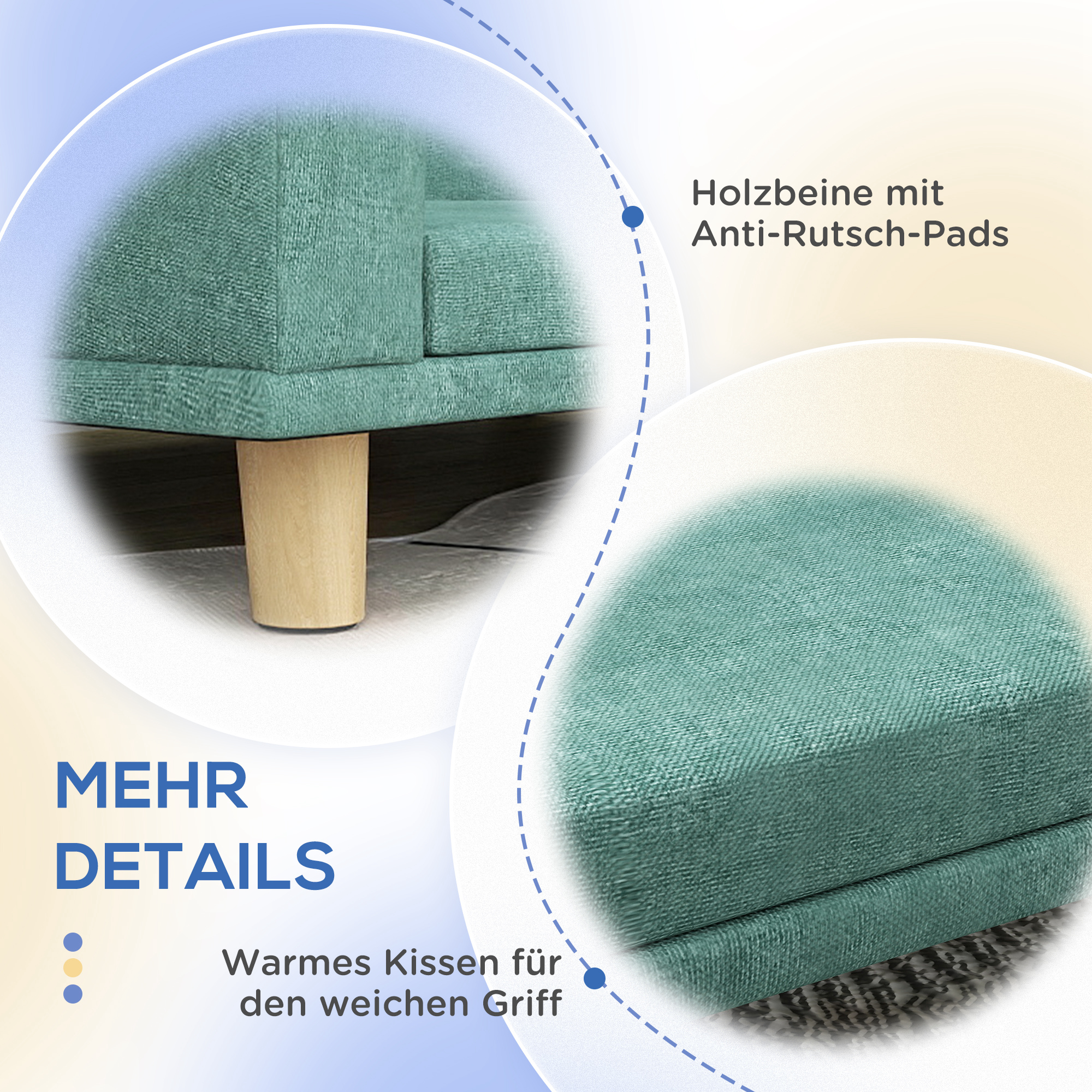 Hundebett Hundesofa Haustiersofa, Eukolyptusholz, 98 x 67 x 25 cm, Grün