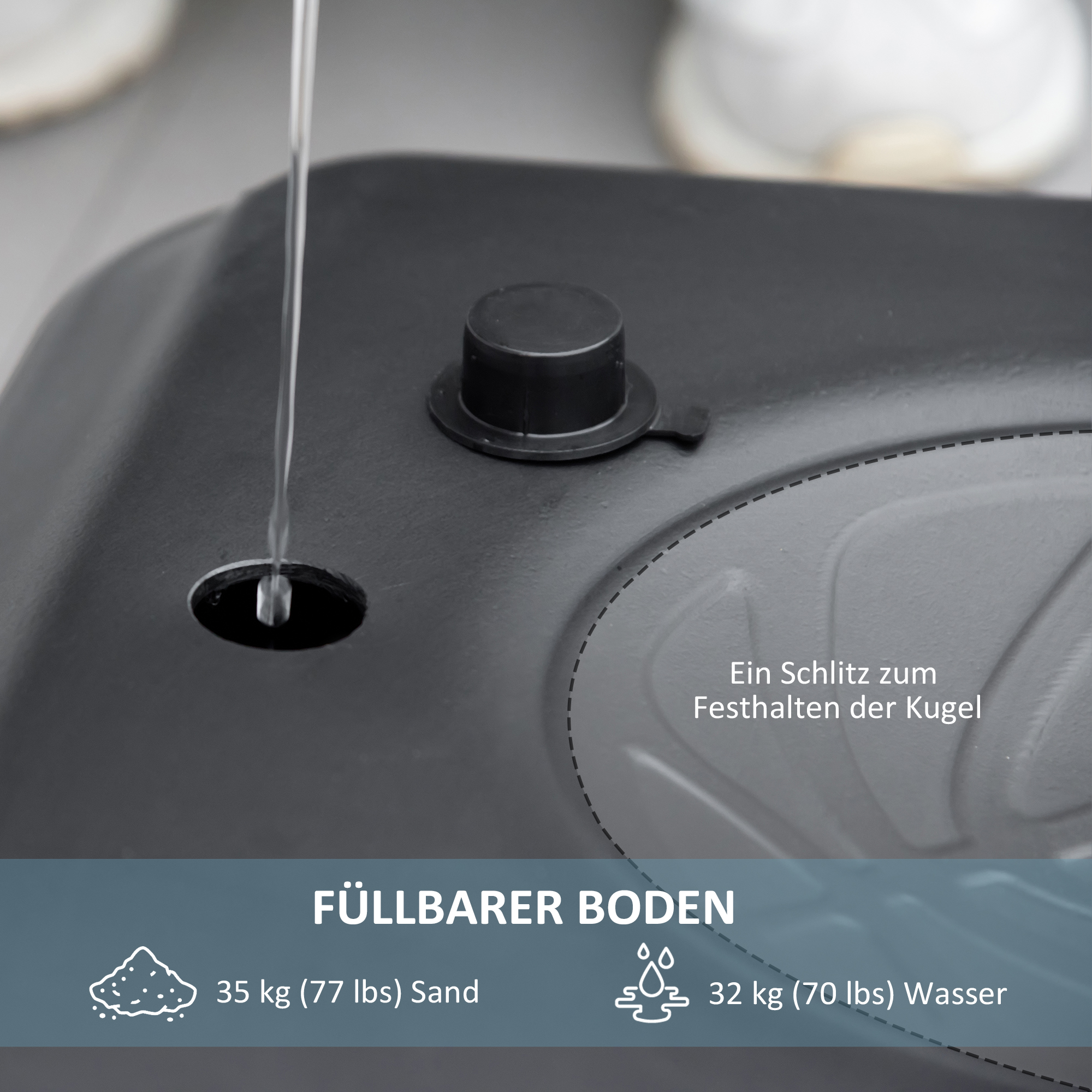 Basketballständer, höhenverstellbar, mobil, befüllbar, bruchsichere Rückwand, Korbhöhe 1,82 - 2,13 m, Schwarz