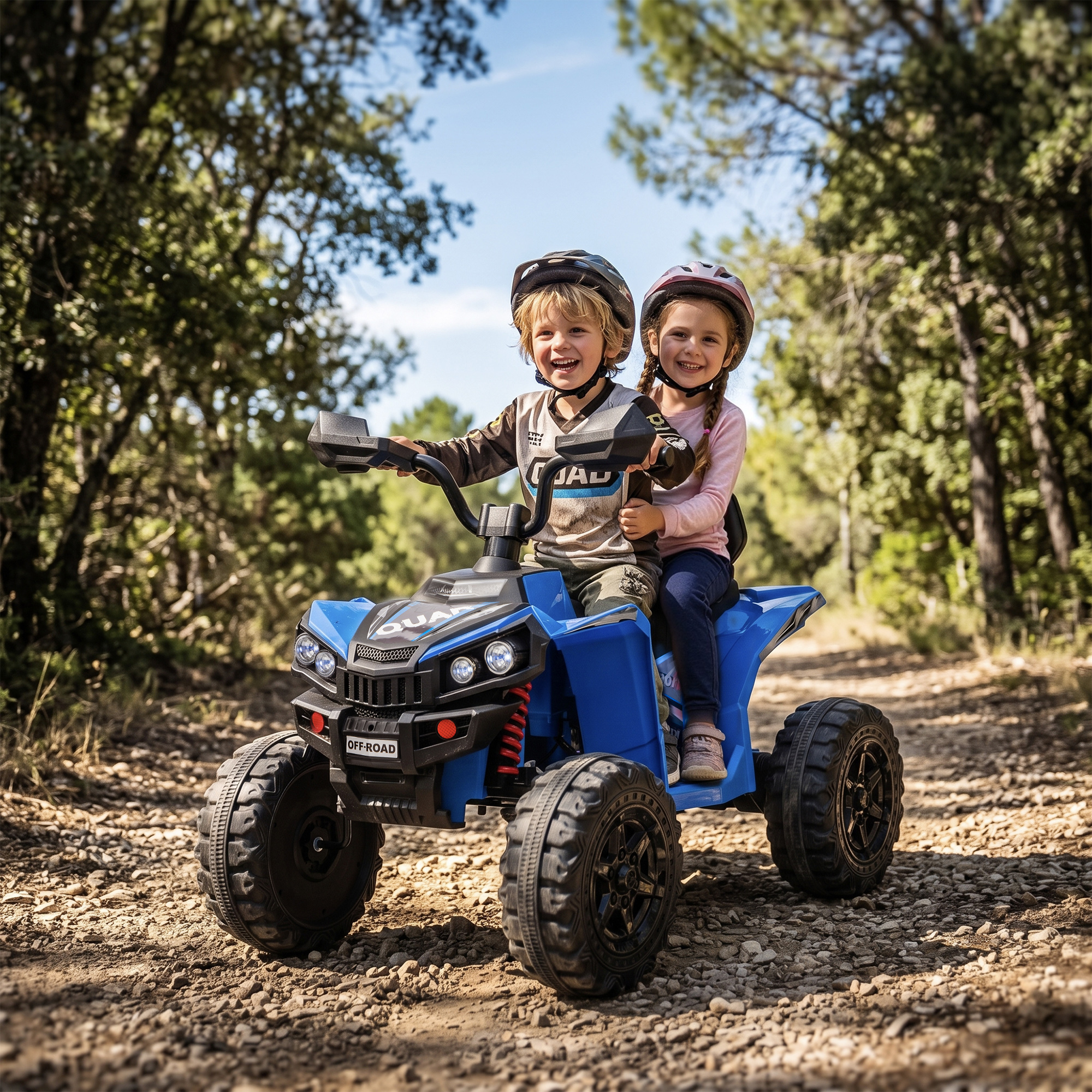 Kinder Quad Elektro 24V 2-Sitzer Elektro ATV 4–6 km/h Kinderquad mit Lithium-Akku 2 120W Motoren 4-Rad-Federung
