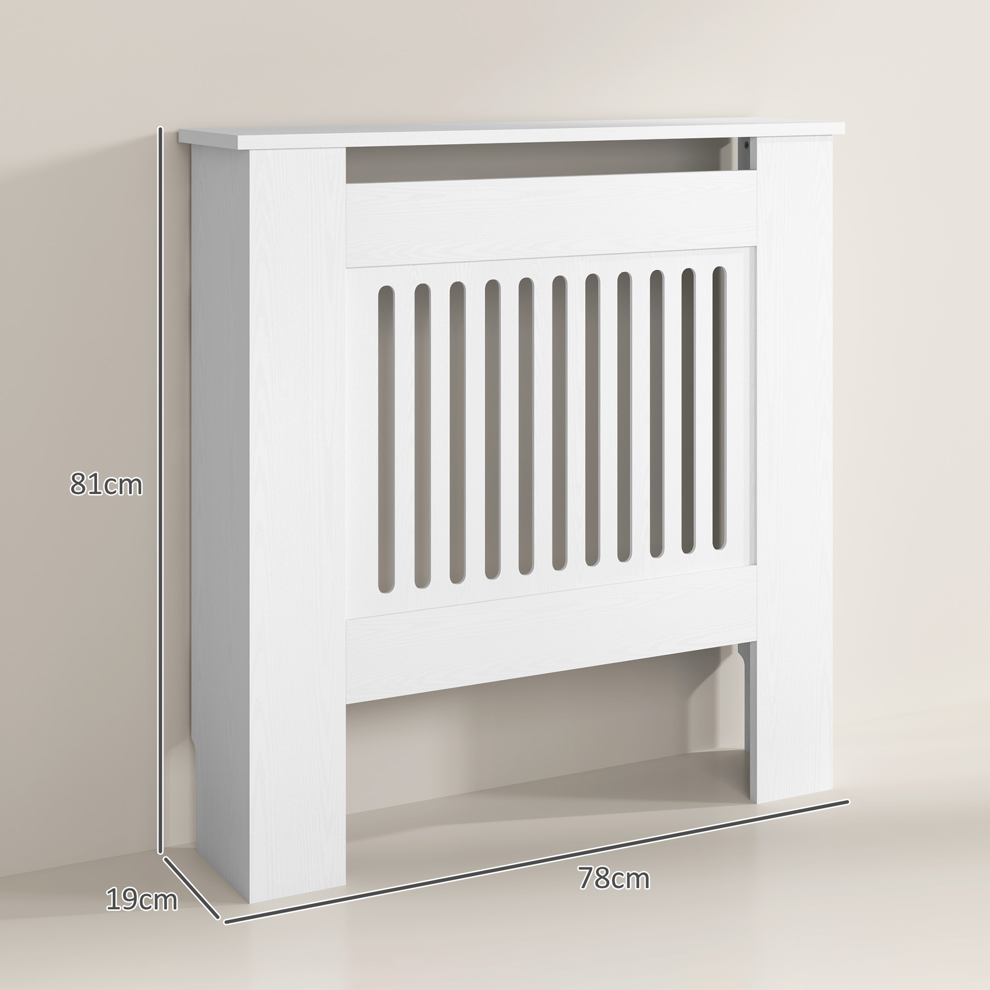 Heizkörperverkleidung, Heizungsabdeckung, 78 x 19 x 81cm, Heizkörper-Abdeckung für Schlafzimmer, Wohnzimmer, MDF, Weiß