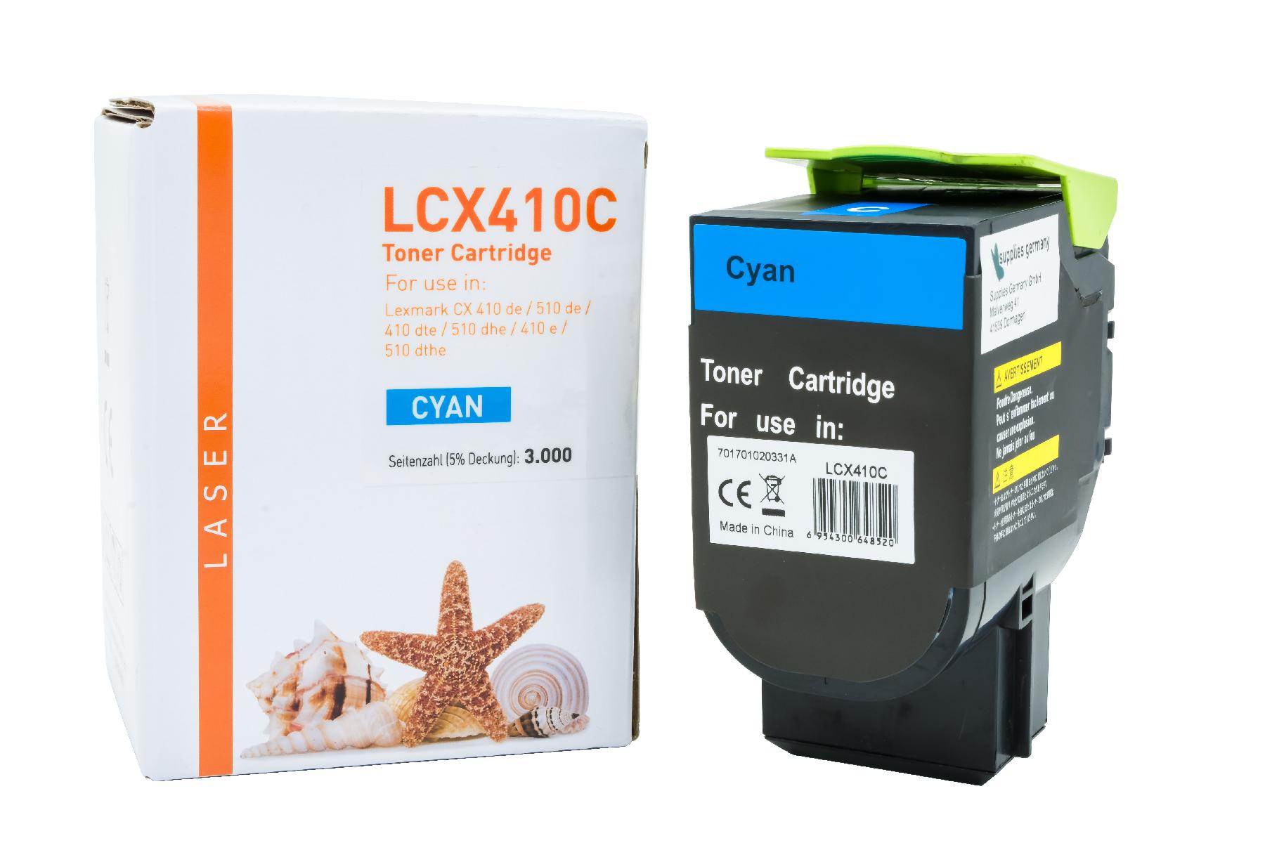 CX410C alternativ Toner Cyan für Lexmark / 80C2HC0 / 3.000 Seiten CX410C alternativ Toner Cyan für Lexmark / 80C2HC0 / 3.000 Seiten