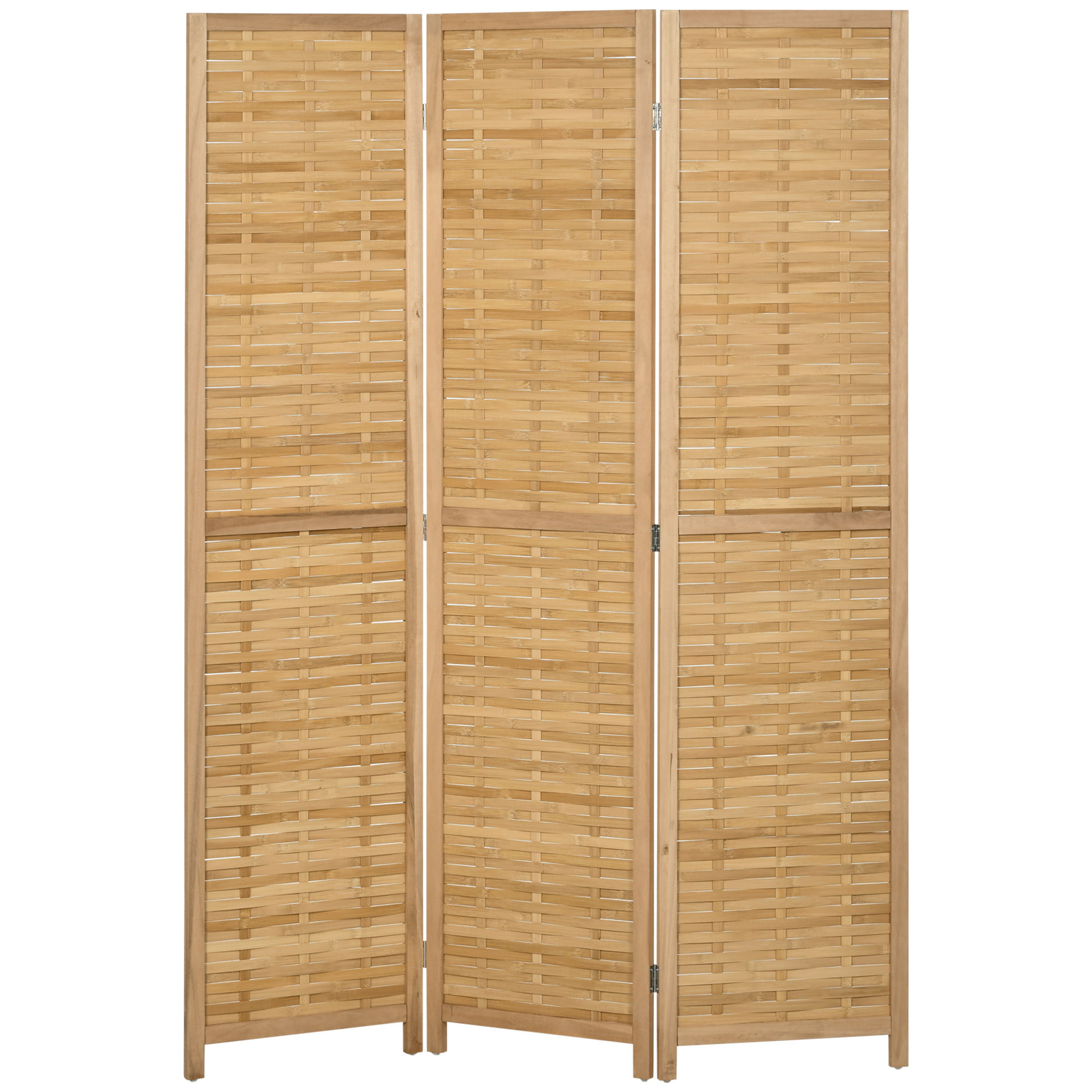 Raumteiler Klappbare Trennwand Sichtschutz, Bambus, 3-teilig, 120 cm x 170 cm x 1,8 cm, Natur