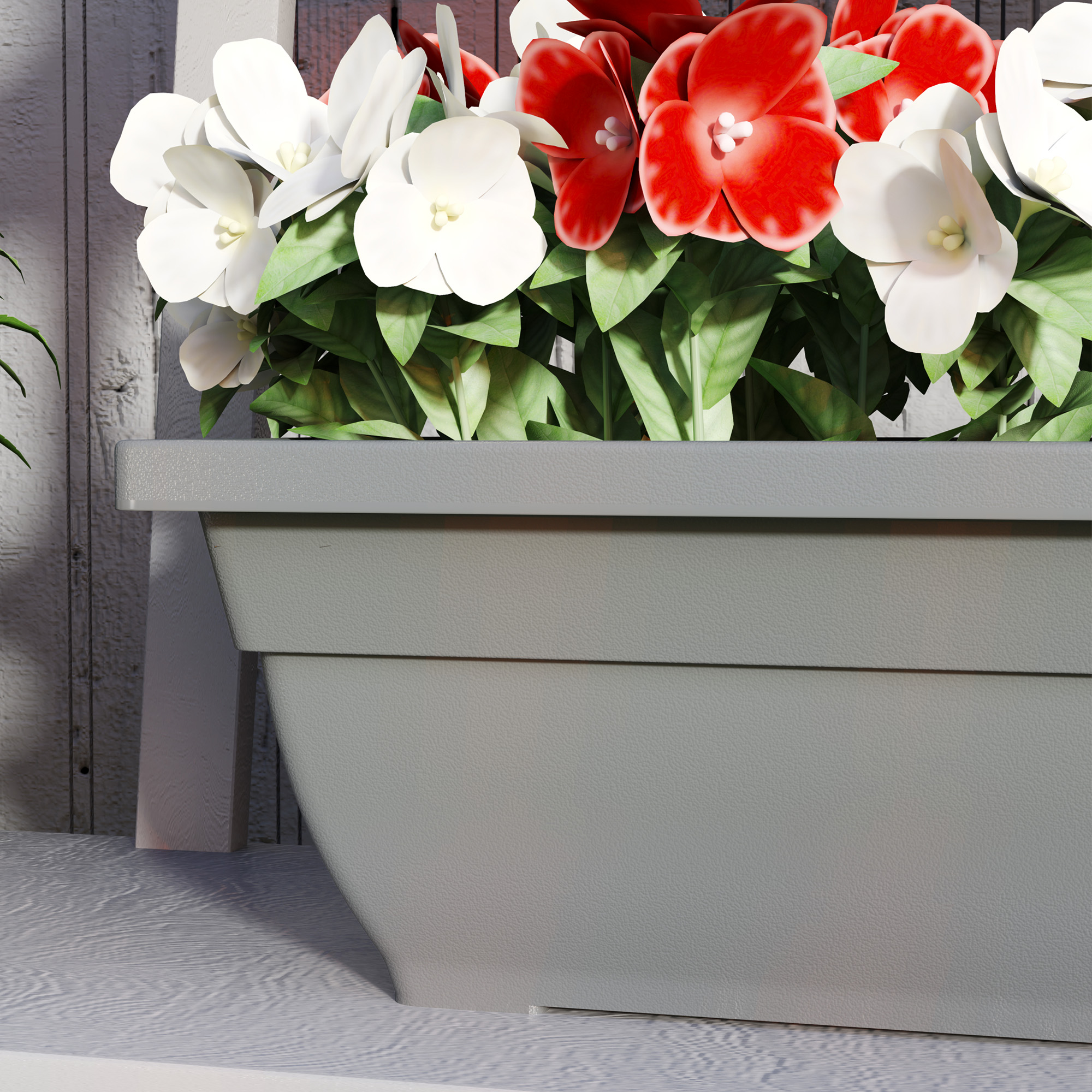 5er-Set Blumentöpfe, Pflanzengefäße aus Kunststoff für Terrasse, Garten, Balkon, 59 x 21 x 16 cm, Grau