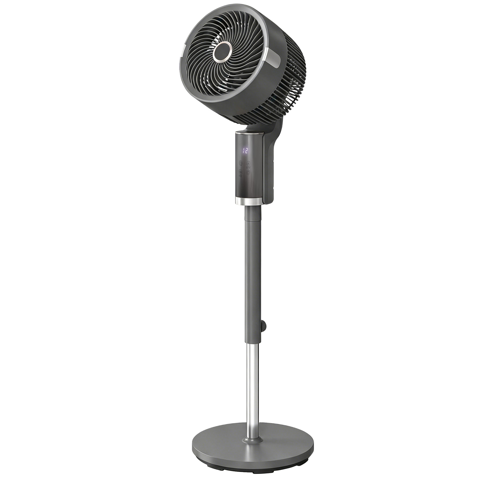 Standventilator Luftzirkulator Lüfter mit 8 Geschwindigkeitsstufen LED-Display Fernbedienung Timer 90° Oszillation Grau