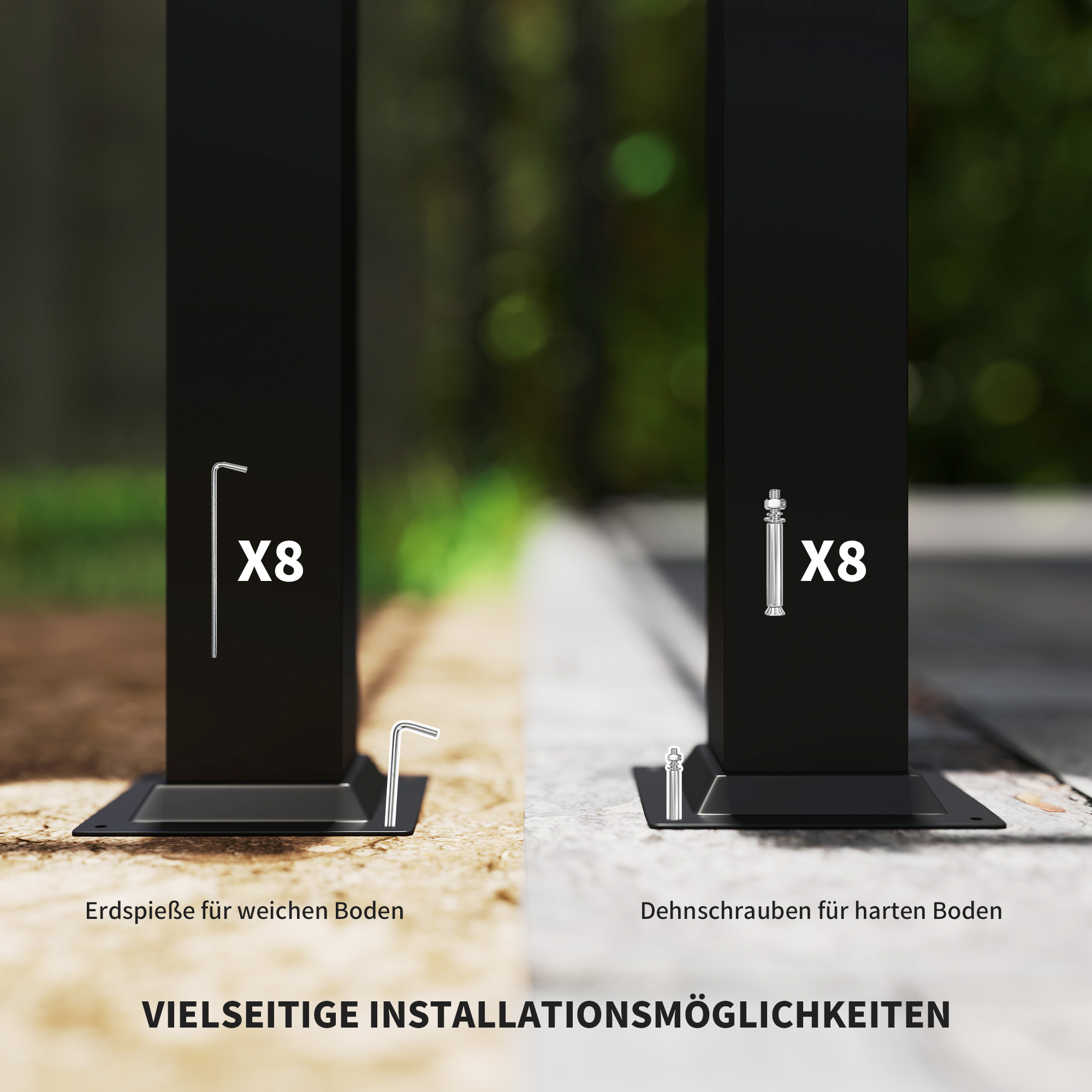 Pergola ca. 3x3 m Freistehend Terrassenüberdachung mit Schiebedach, magnetisches Pad, 8 cm Säule UV-beständig