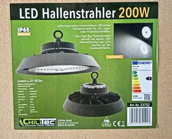 LED-Hallenstrahler 200W, 120°, IP65 / 31907 Lumen, 4075K, 230V / 50Hz