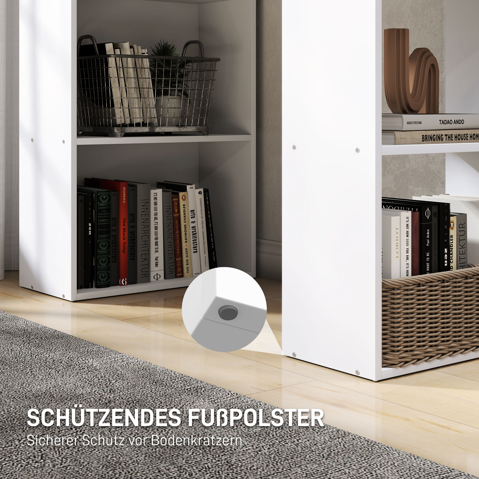 Schreibtisch Bürotisch Computertisch, 2 Regale, 5 Regalböden, 120 cm x 55 cm x 120 cm, Weiß