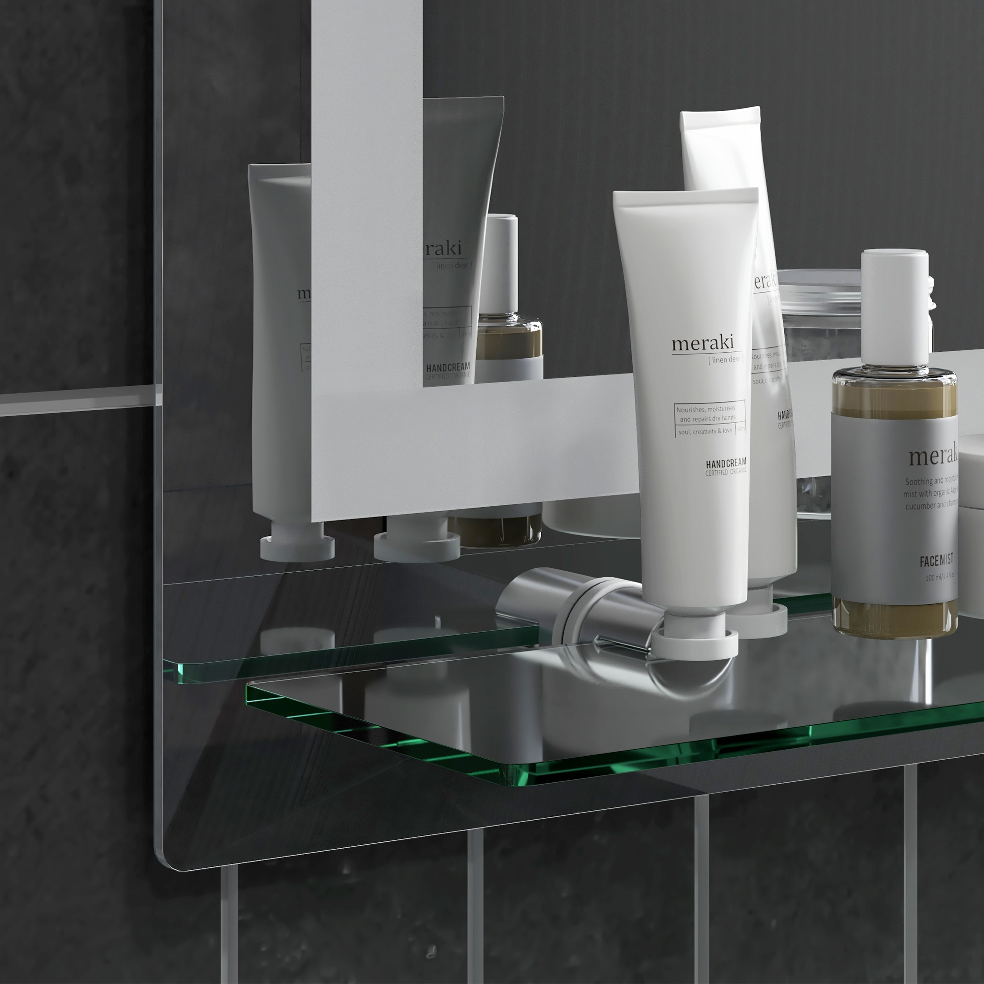 LED-Badspiegel, dimmbar, Anti-Beschlag, Touch-Schalter, Ablage, 50 x 70 cm, Silber