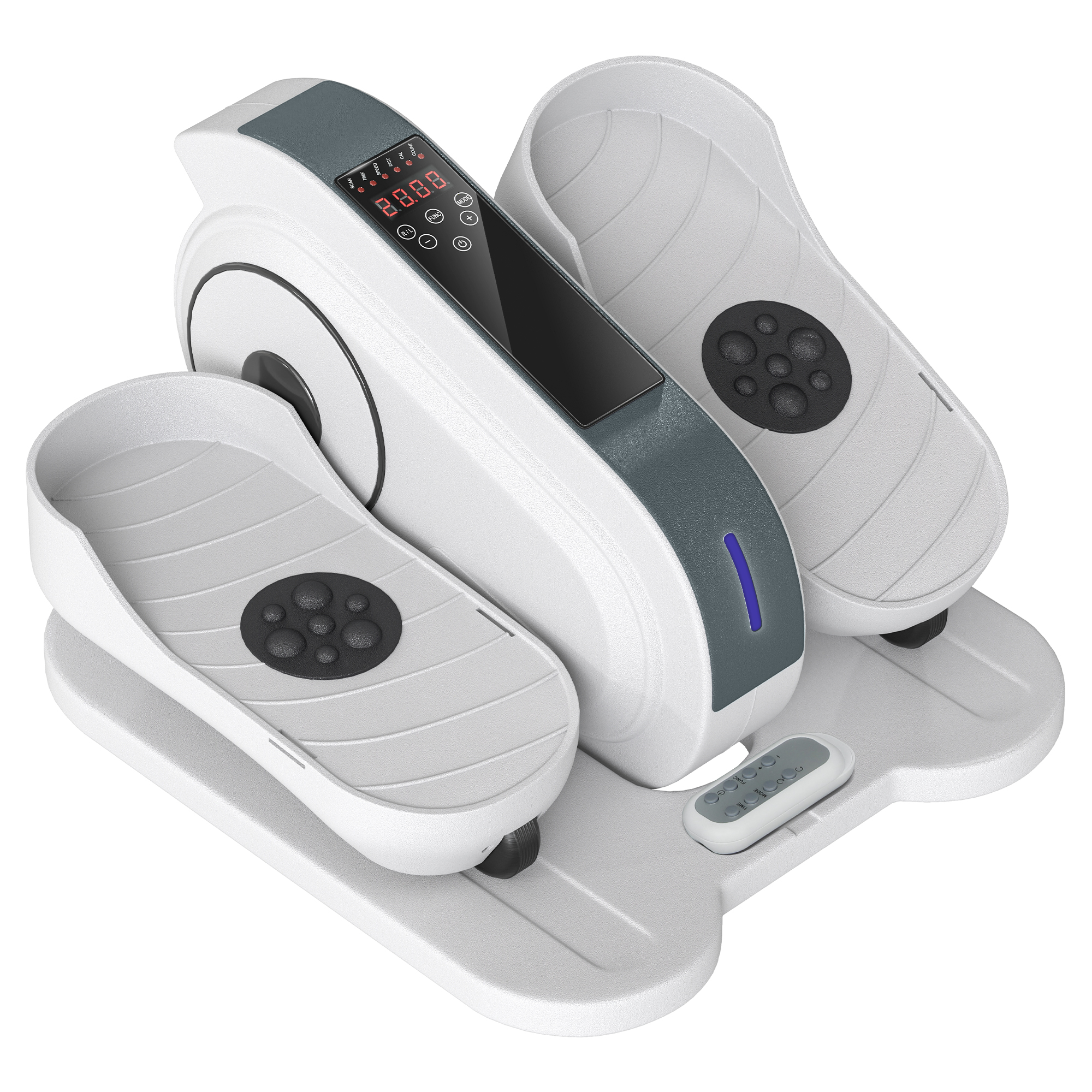 Sitzpedaltrainer, Mini-Ellipsen-Trainer mit LCD-Monitor, Fernbedienung, 10 einstellbare Geschwindigkeitsstufen, Weiß