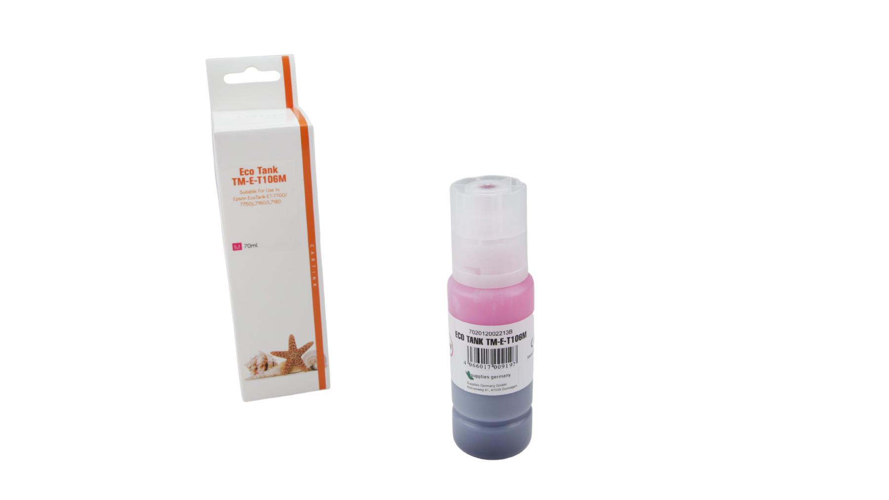 T106M Eco Tank Nachfüllflasche Magenta für Epson / C13T00R340 / 70ml T106M Eco Tank Nachfüllflasche Magenta für Epson / C13T00R340 / 70ml