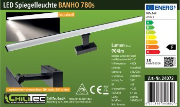 LED Spiegelleuchte IP44 "Banho 780s" / 230V, 78cm, 10W, 904lm, Neutralweiß