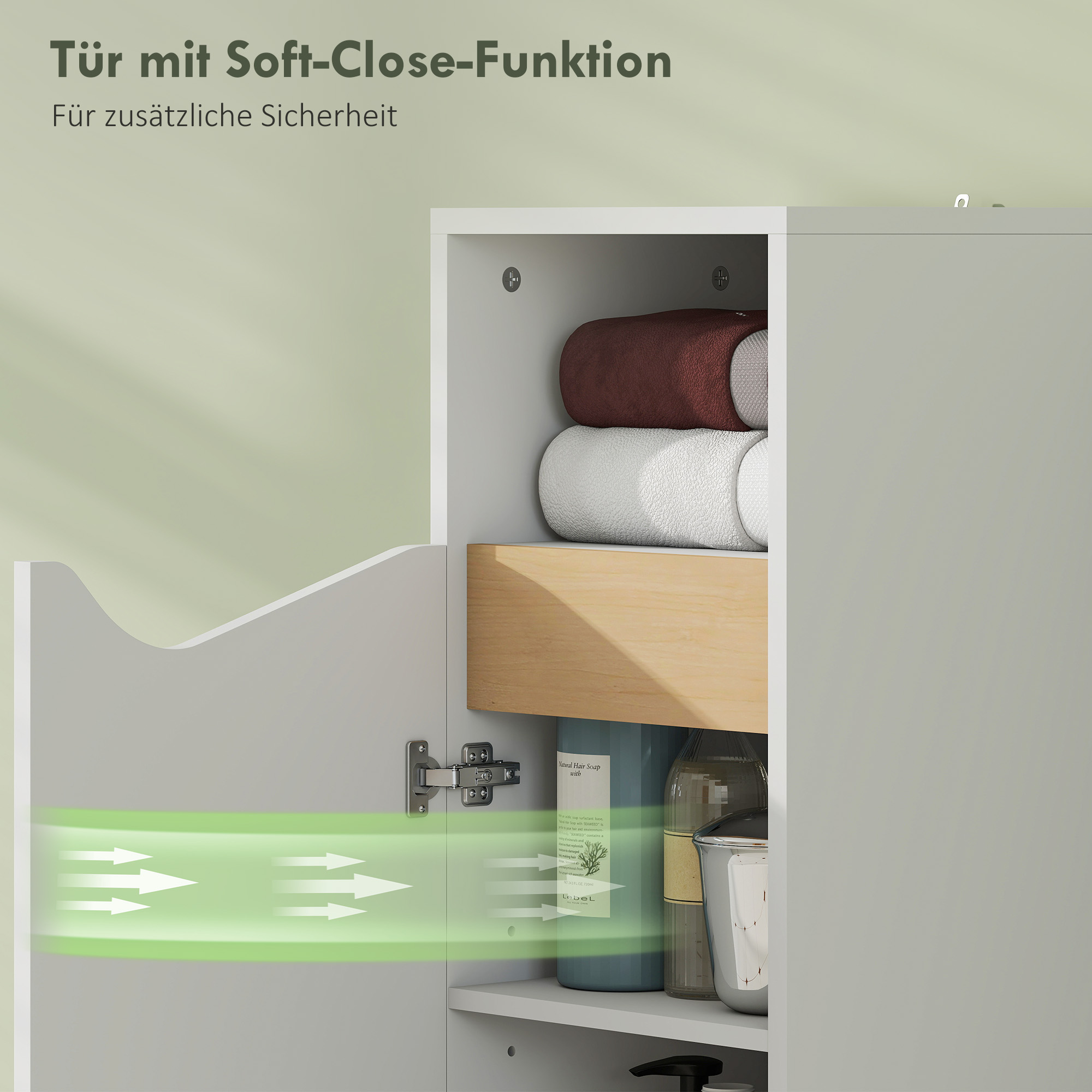 Badezimmerschrank Schmal Badschrank mit Verstellbaren Ablagen, offenem Fach 30 x 30 x 71,5 cm Weiß