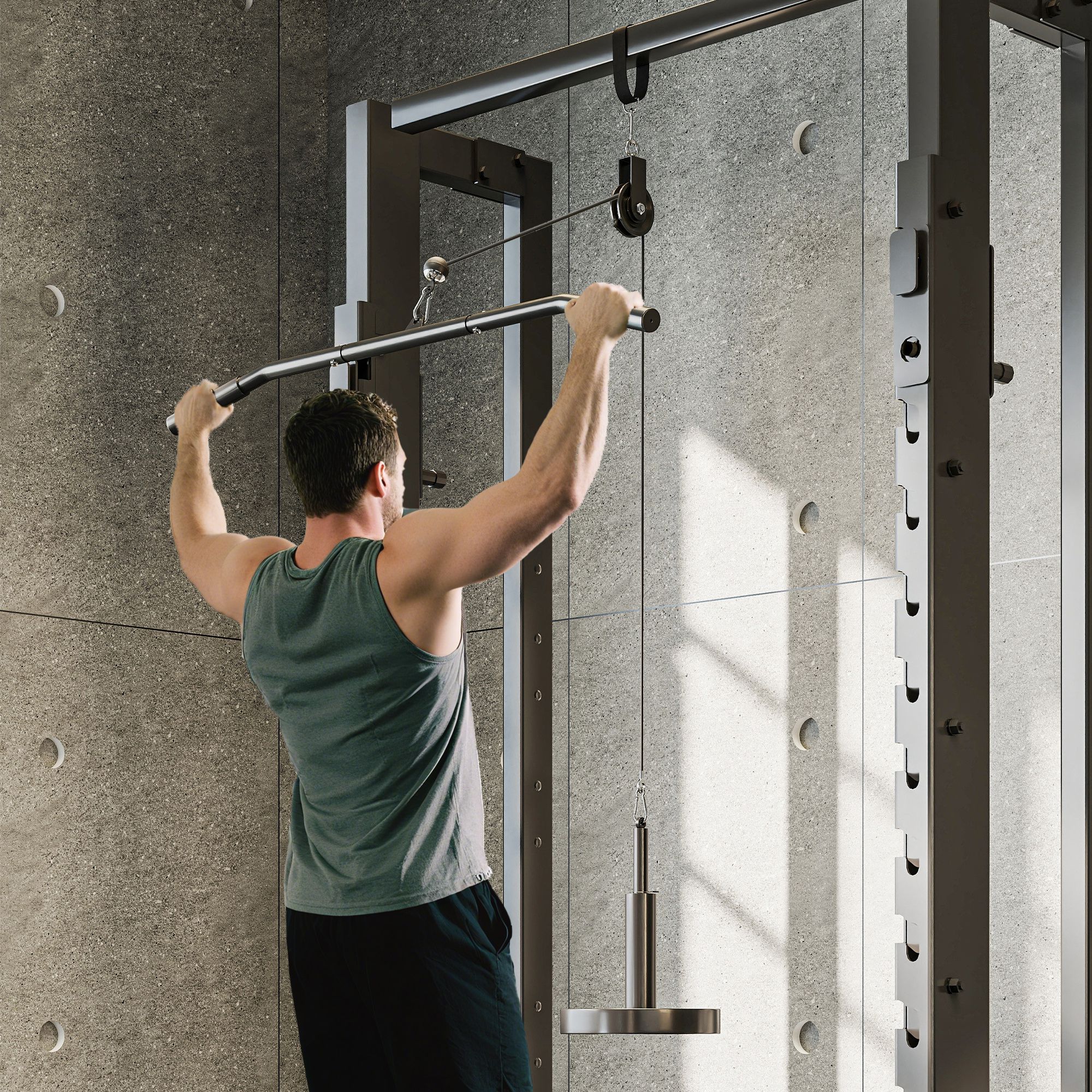 Fitness Latzug Gym Fitnesssgeräte  Kabelzug Pulley System Arm Krafttraining für Zuhause