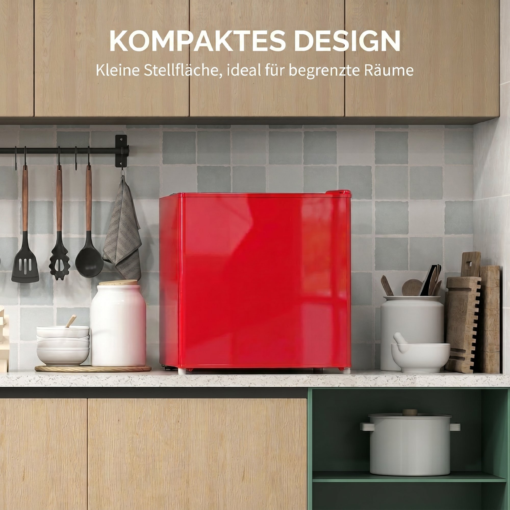Tischgefrierschrank mit 35 Liter Kapazität, kleiner Gefrierschrank mit umkehrbarer Tür, Rot