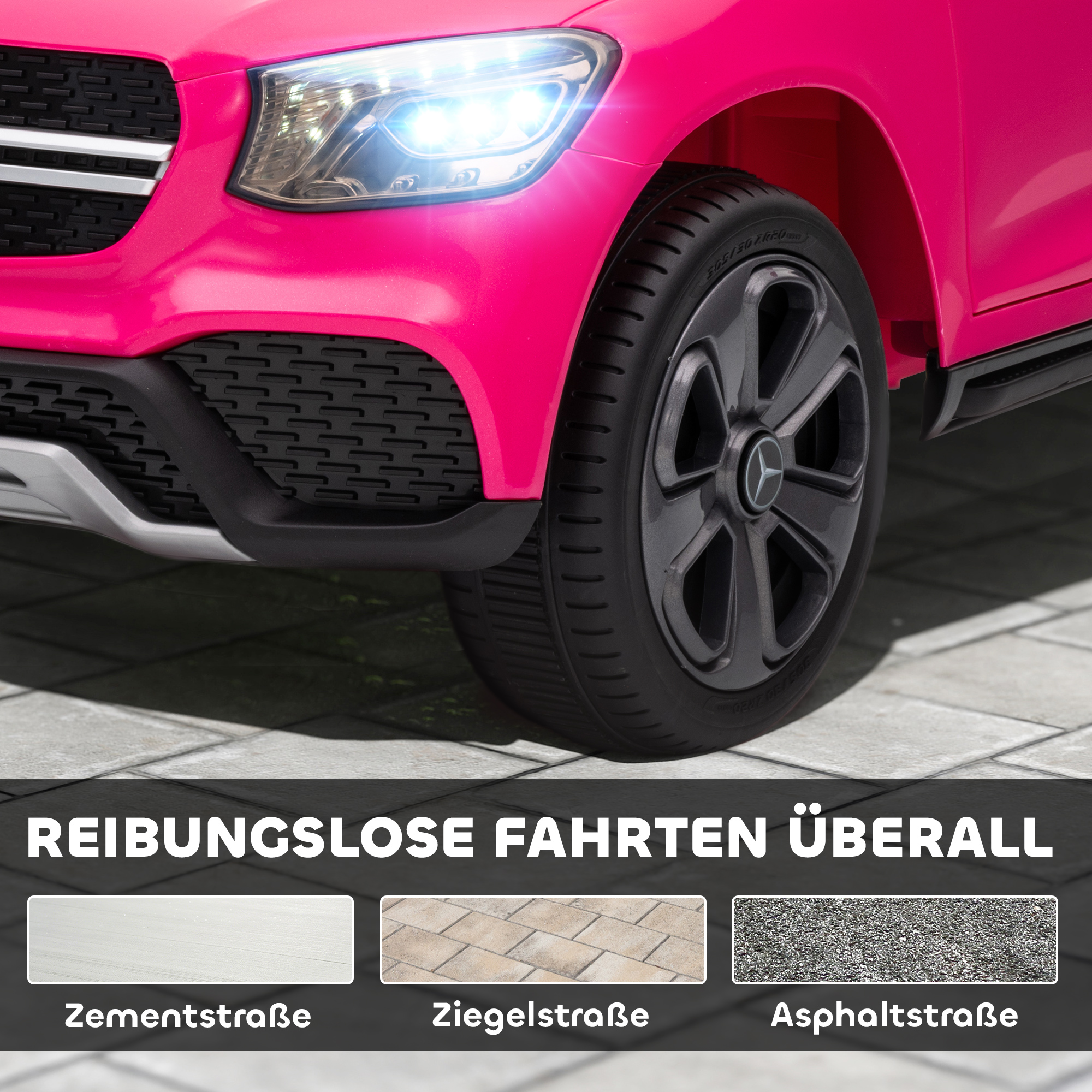 Elektroauto für Kinder, 12V Kinderauto mit Fernbedienung, LED-Lichter, Musik, 3 Geschwindigkeiten, 3-6 Jahre, Rosa