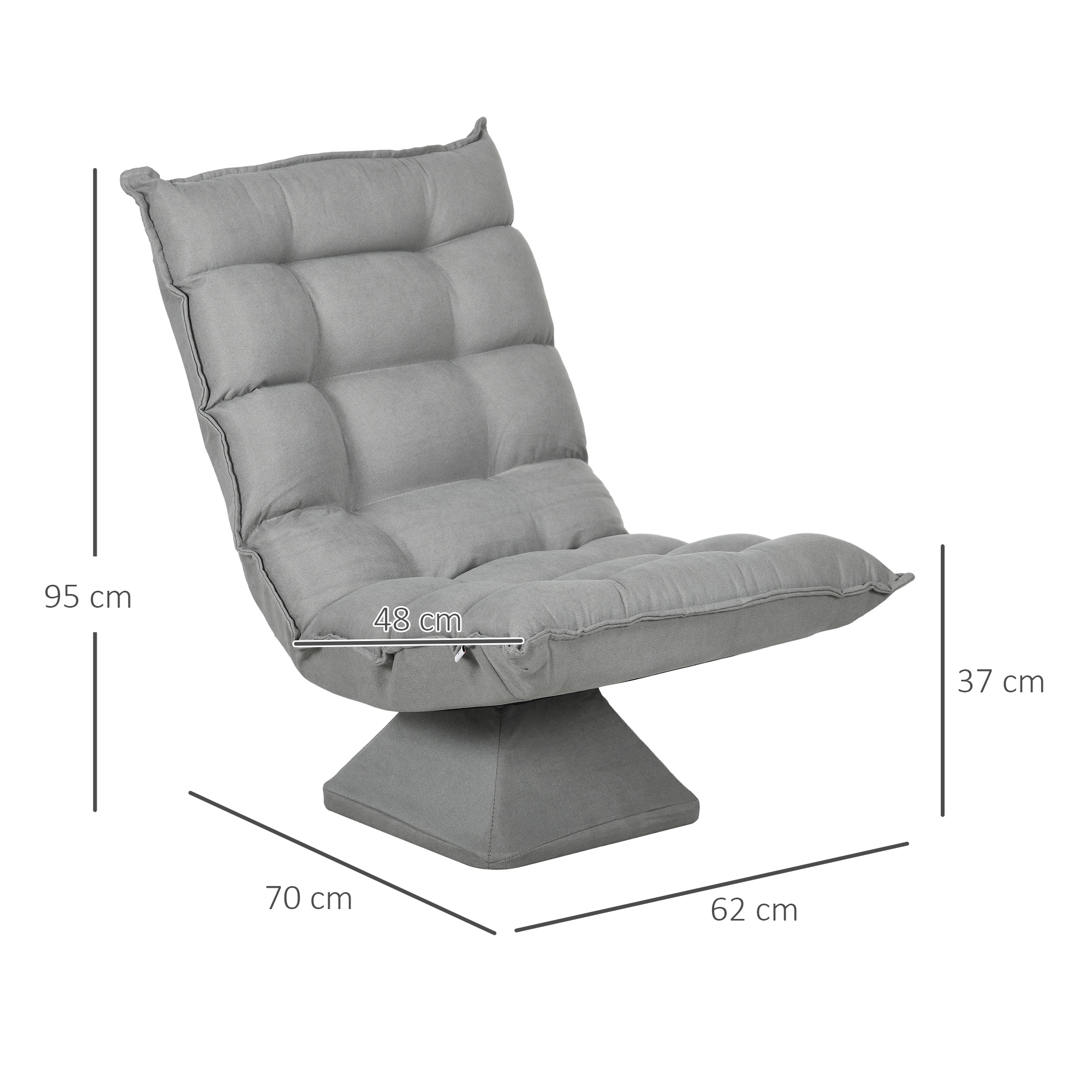 Relaxsessel Lesesessel, drehbar, Samtoptik, 62 cm x 70 cm x 95 cm, Hellgrau