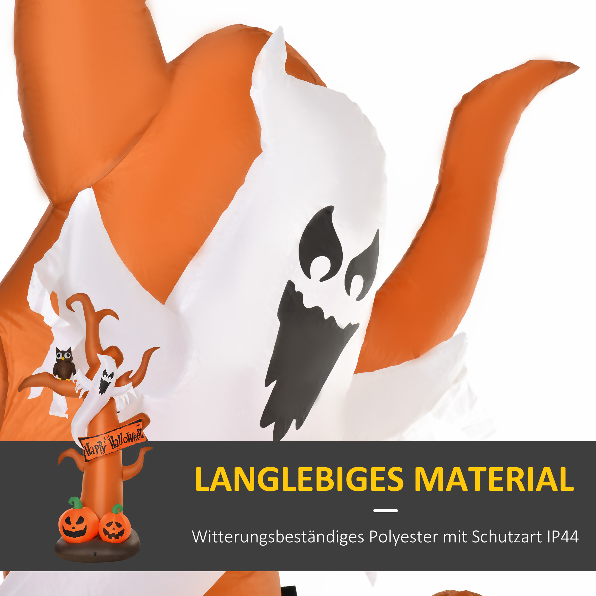 Selbstaufblasend Halloweendekoration mit LED-Lichtern, inkl. Gebläse und Befestigungsmaterial, 156cm x 107cm x 274cm Selbstaufblasend Halloweendekoration mit LED-Lichtern, inkl. Gebläse und Befestigungsmaterial, 156cm x 107cm x 274cm