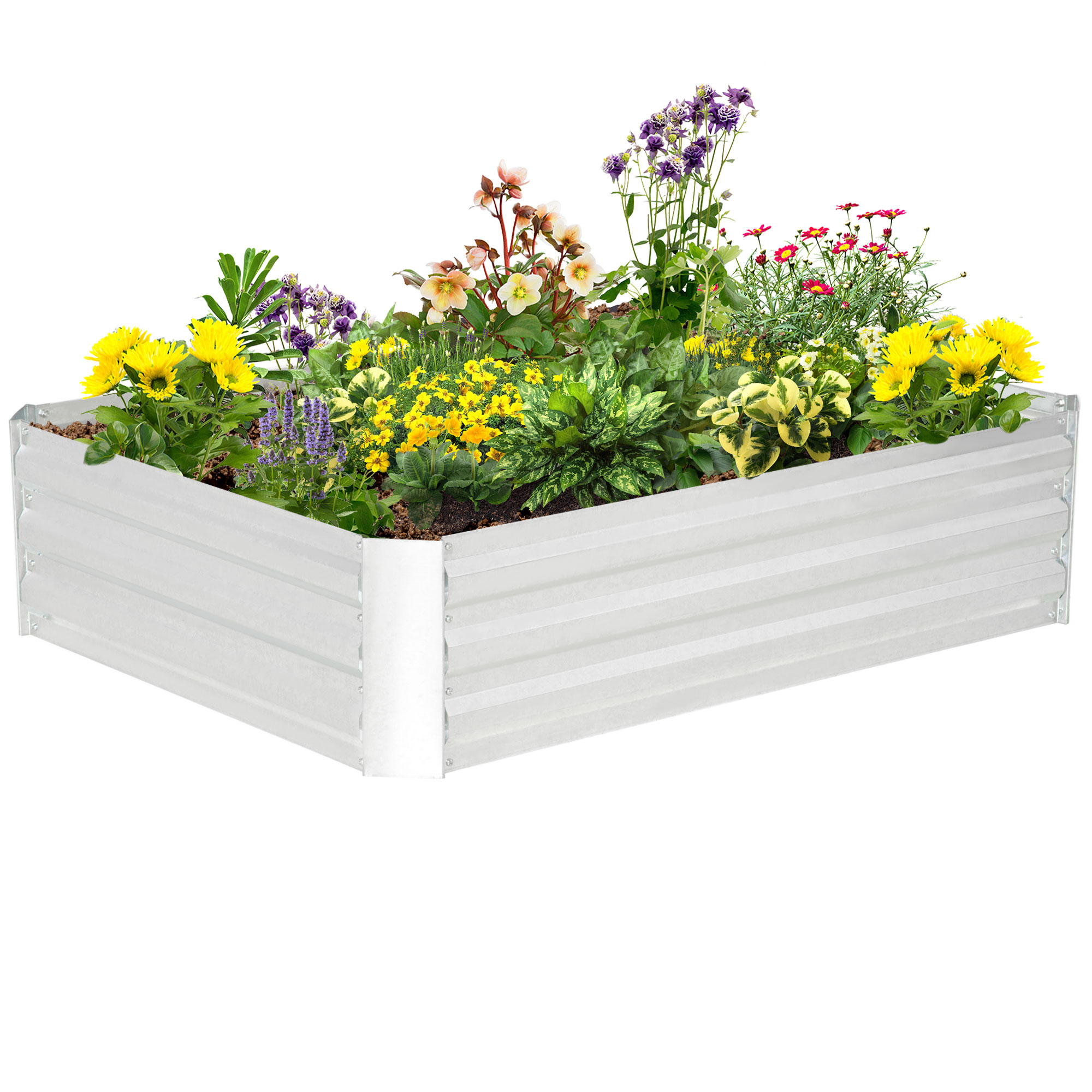 Hochbeet aus verzinktem Stahl Gartenbeet Pflanzkasten für Garten Blumenkasten Blumenkübel Silber 120 x 90 x 30 cm