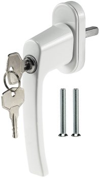 Abschließbarer Fenstergriff, weiß / 2 Schrauben, 2 Schlüssel