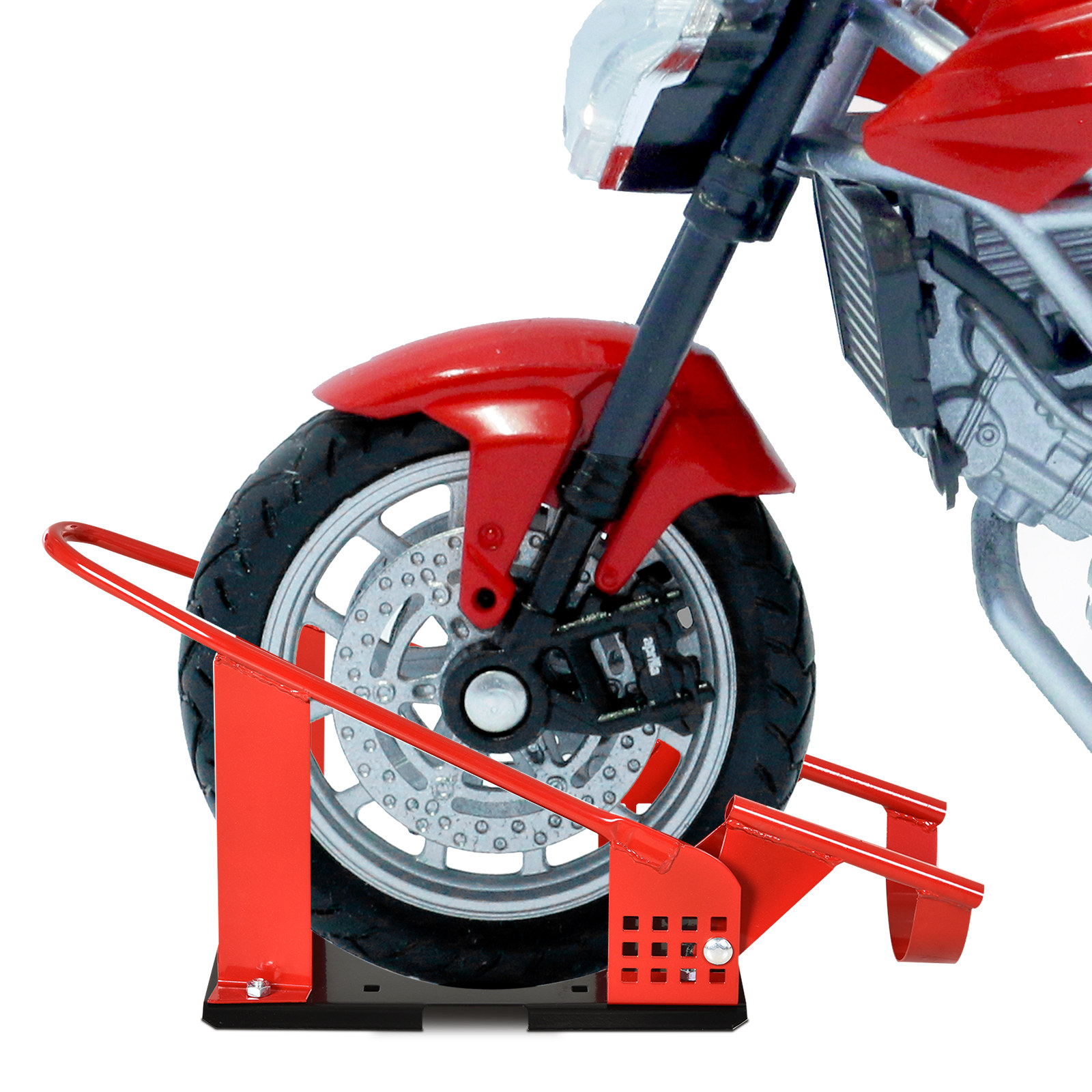 Motorradständer für 80-155 mm Vorderrad, einstellbare Motorradwippe mit 12 verstellbaren vorgebohrten Löchern bis 450 kg