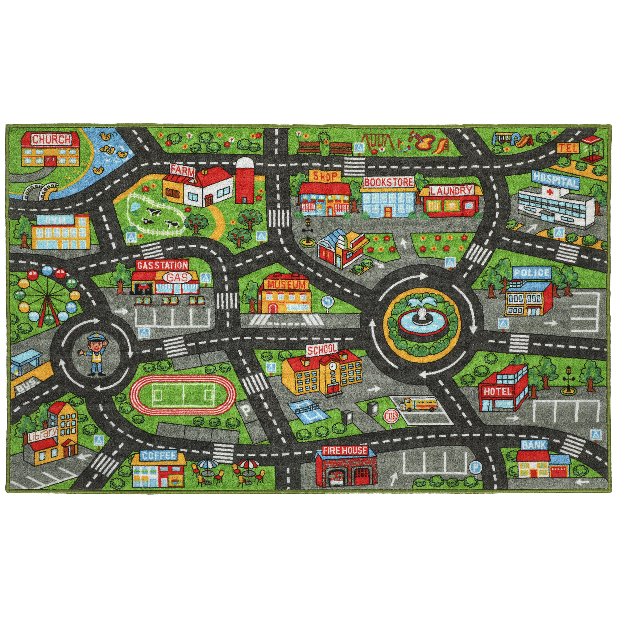 Krabbelmatte Baby, Spielmatte 160x100x0,5cm, Krabbeldecke mit Rutschfester Unterseite Stadtmotiv für Kinderzimmer